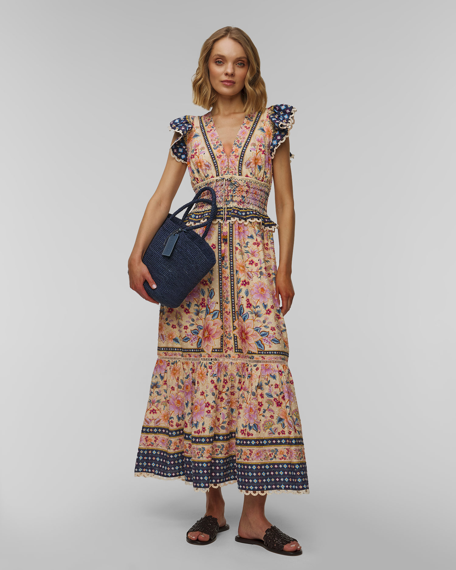 Maxi šaty Farm Rio Cream Superbloom