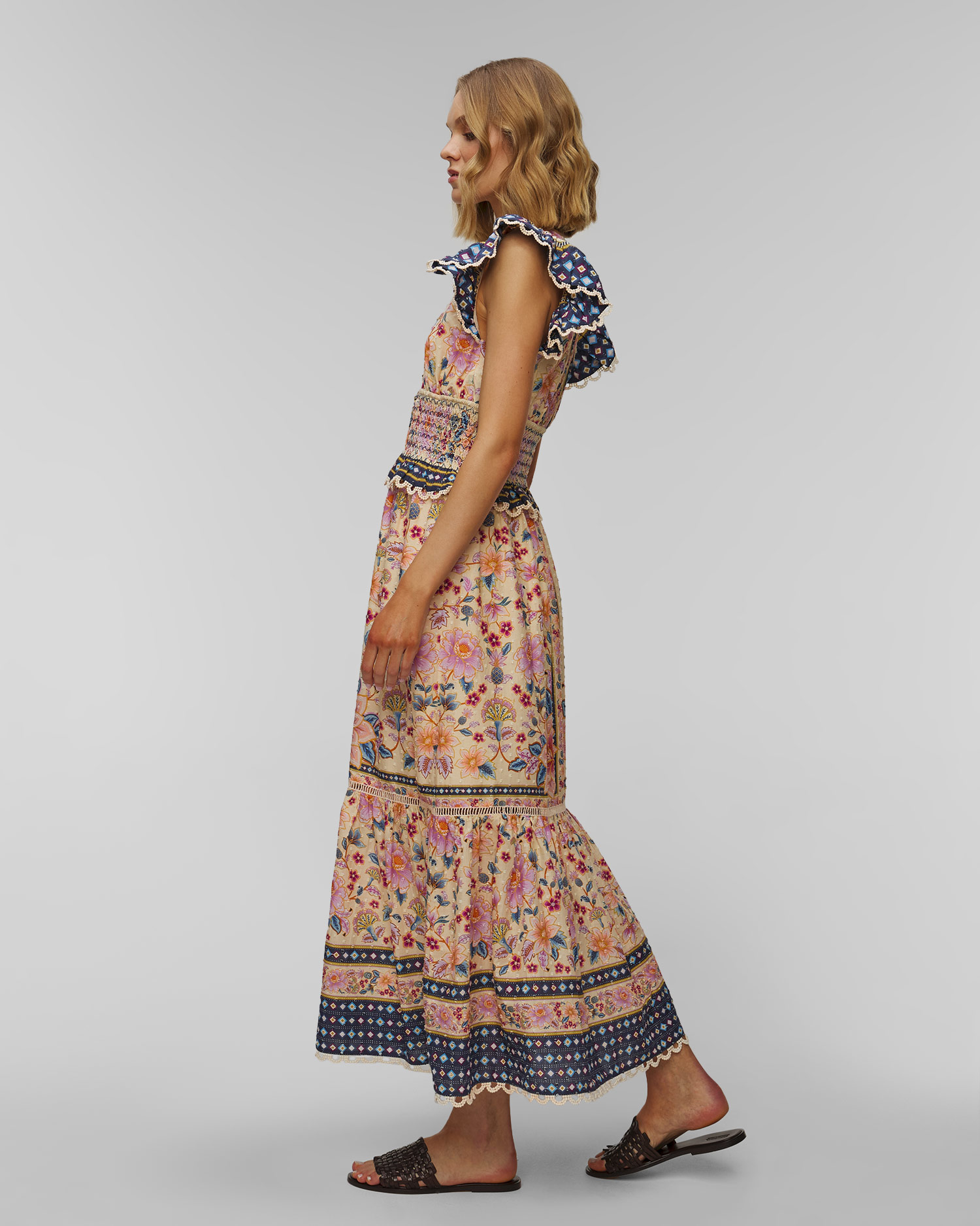 Maxi šaty Farm Rio Cream Superbloom