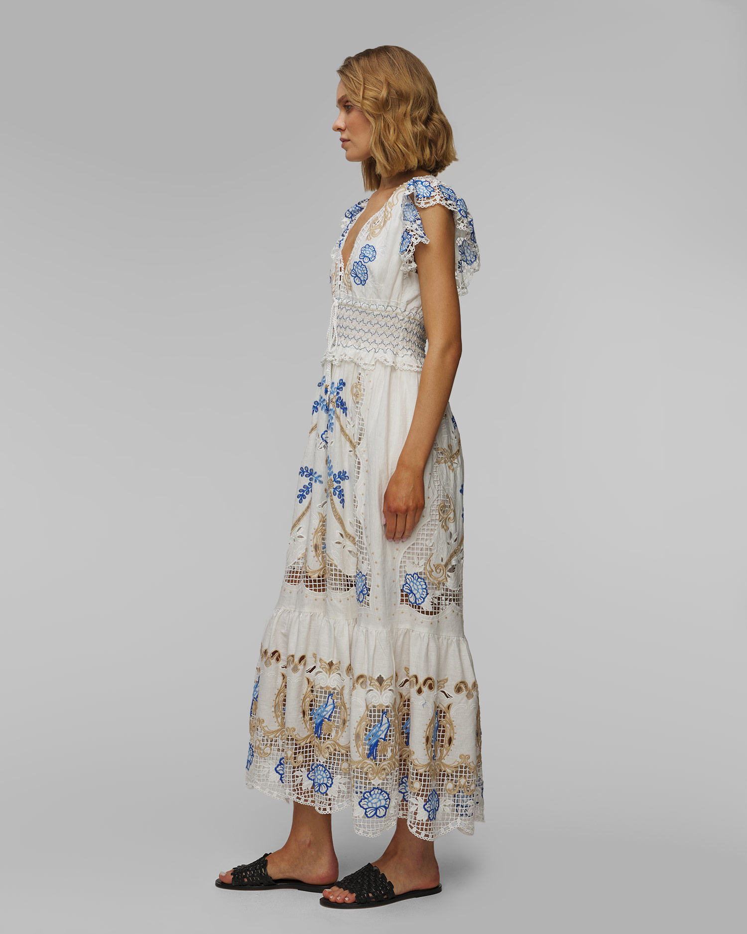 Robe maxi Farm Rio Romantic Richelieu Lenzing™ Ecovero™ Euroflax™