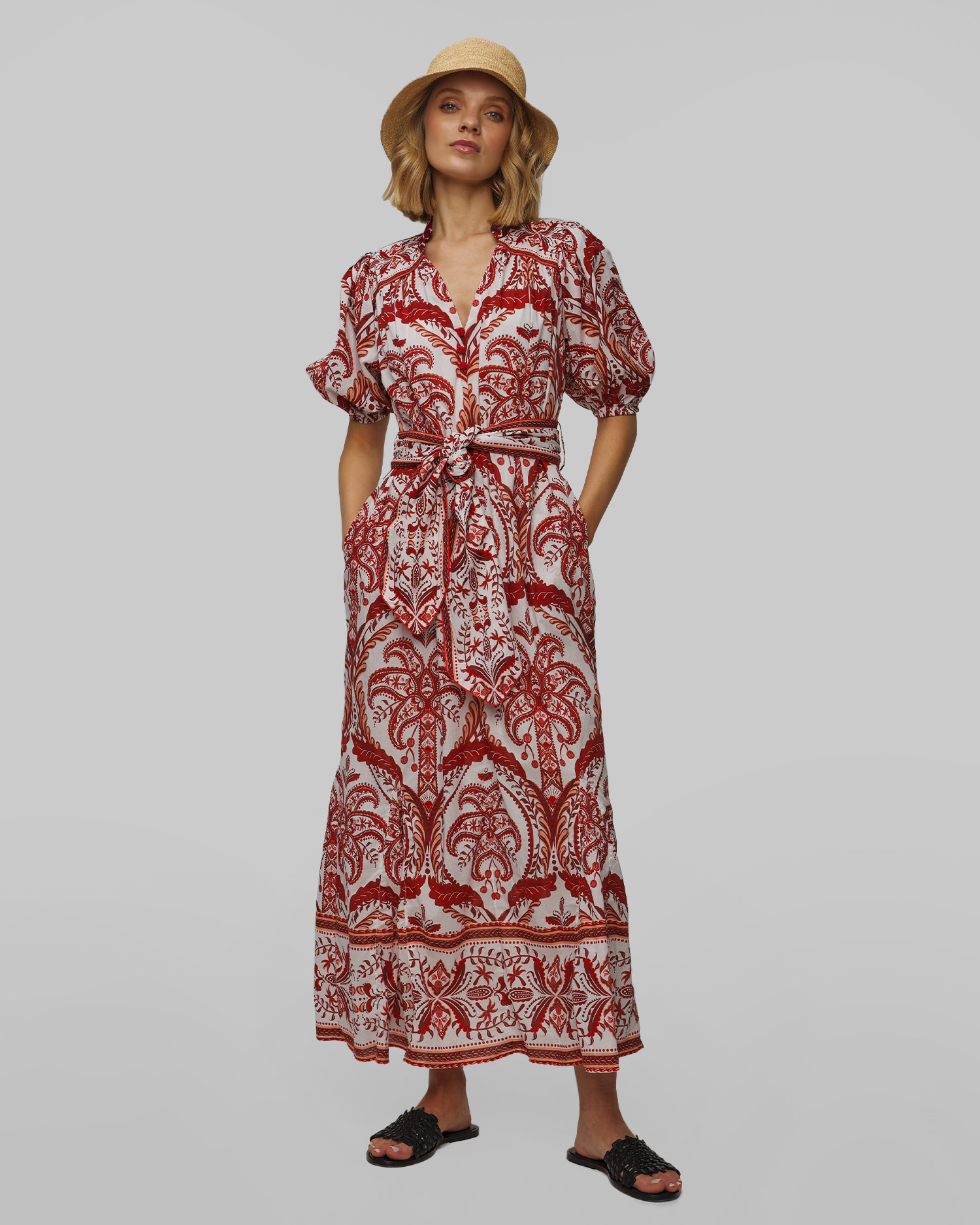 Robe en coton Farm Rio Tropical Cameo Belted