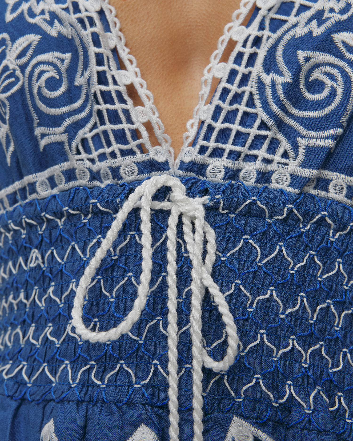 Robe maxi en lin Farm Rio Blue Romantic Richelieu Lenzing™ Ecovero™