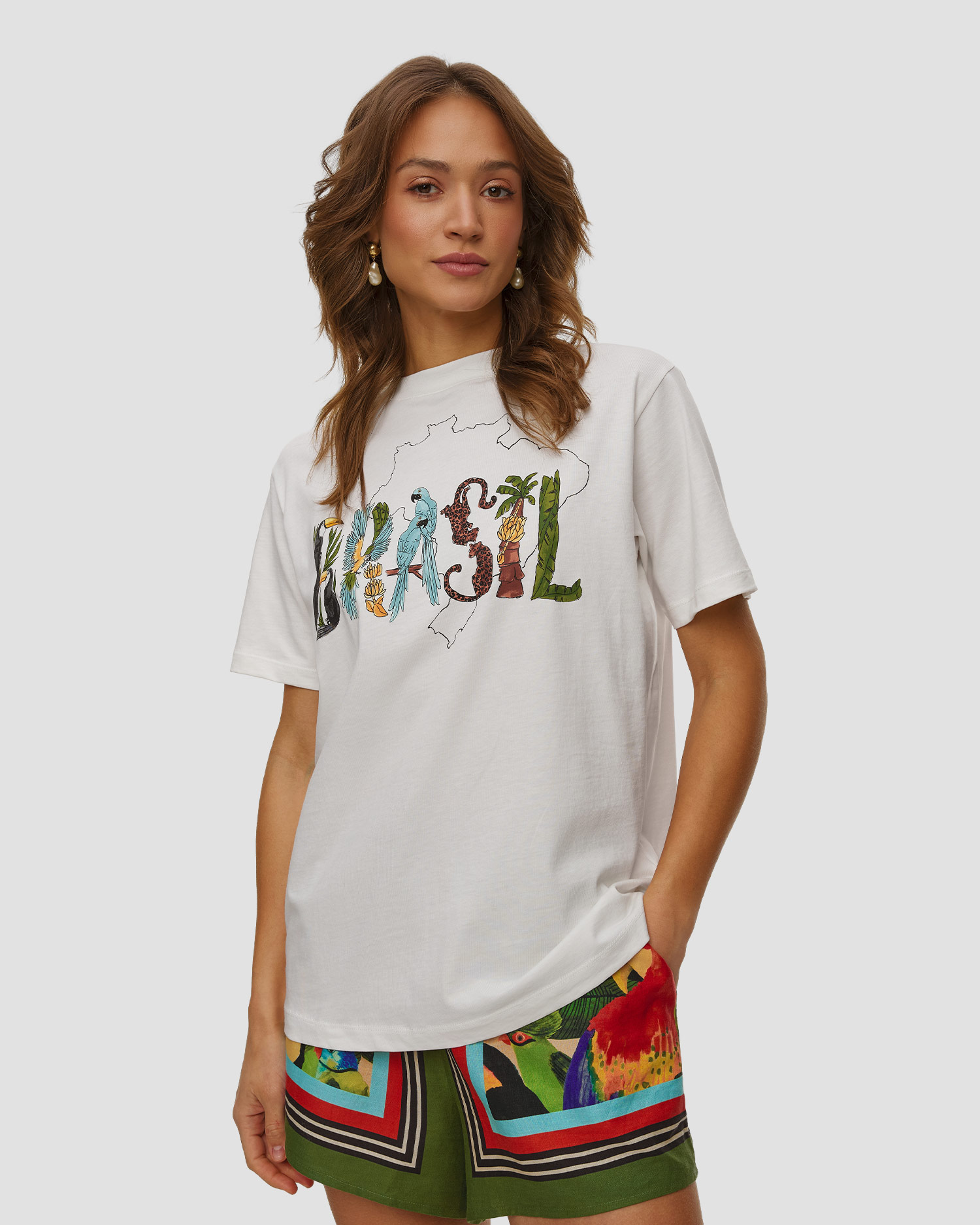 Women's white T-shirt Farm Rio