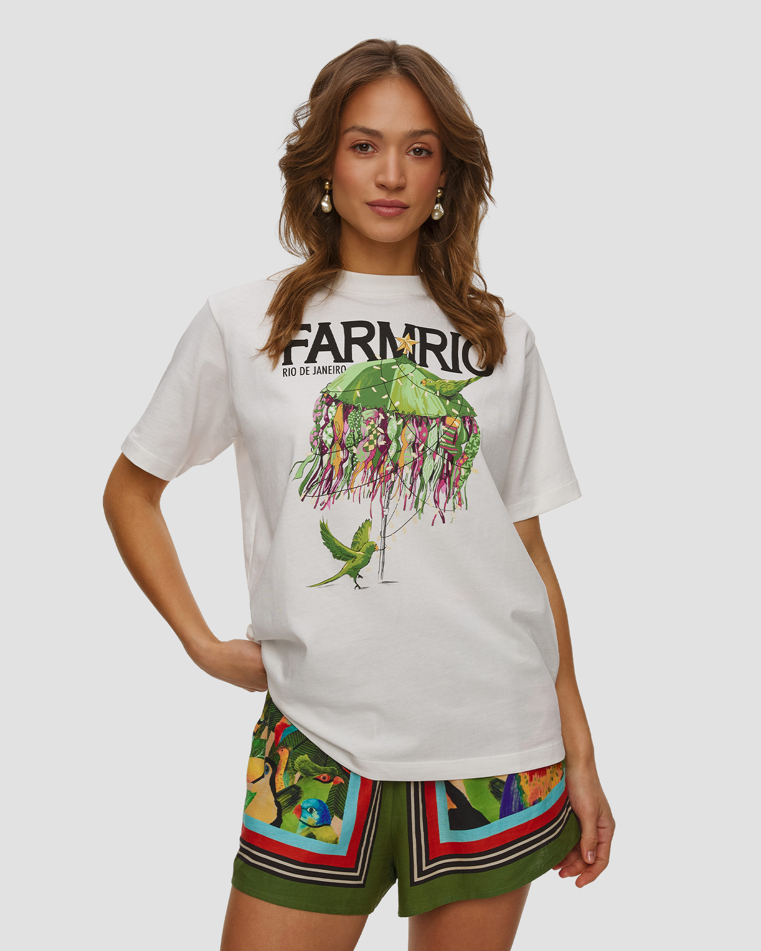 Women's white T-shirt Farm Rio