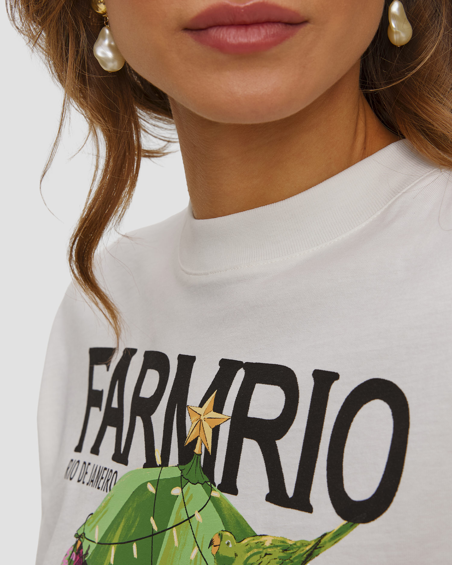 Women's white T-shirt Farm Rio