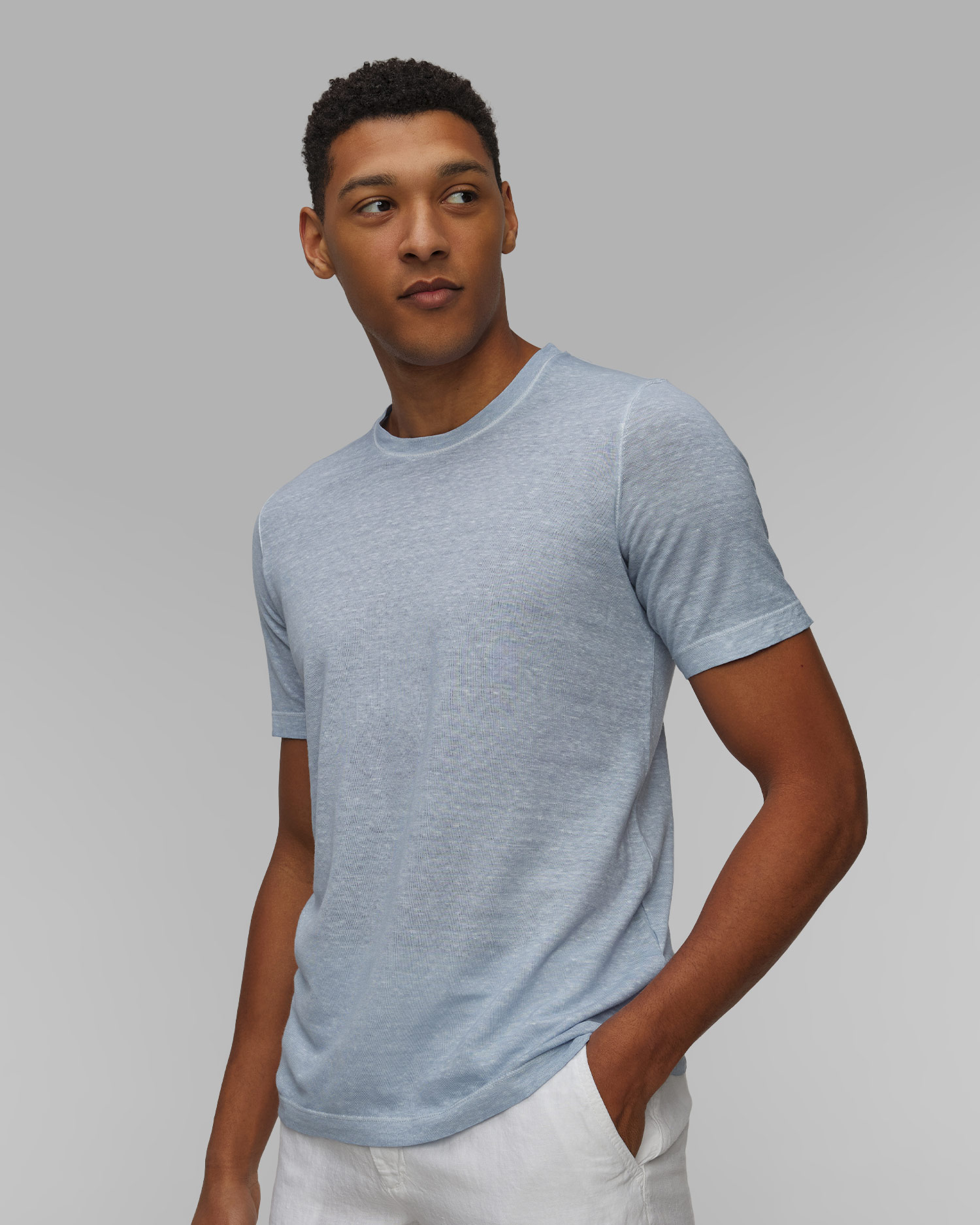Men's blue 120% Lino Crewneck T-shirt