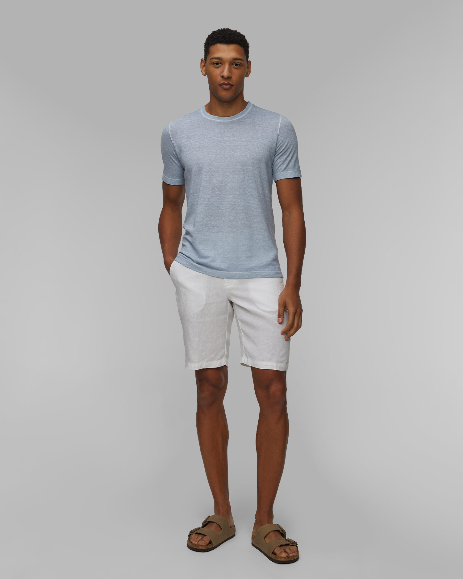 Men's blue 120% Lino Crewneck T-shirt