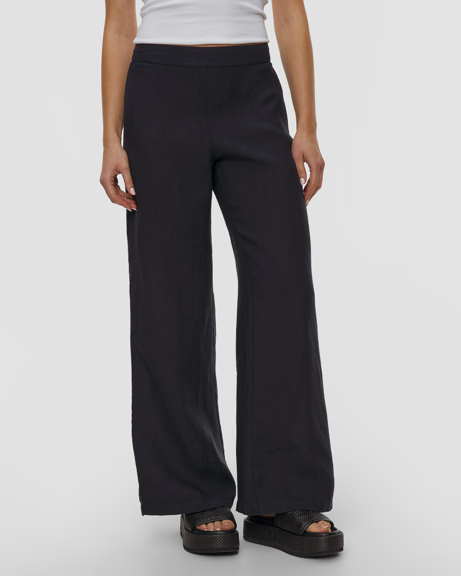 Pantalon en lin pour femmes 120% Lino, Couleur: Granatowy