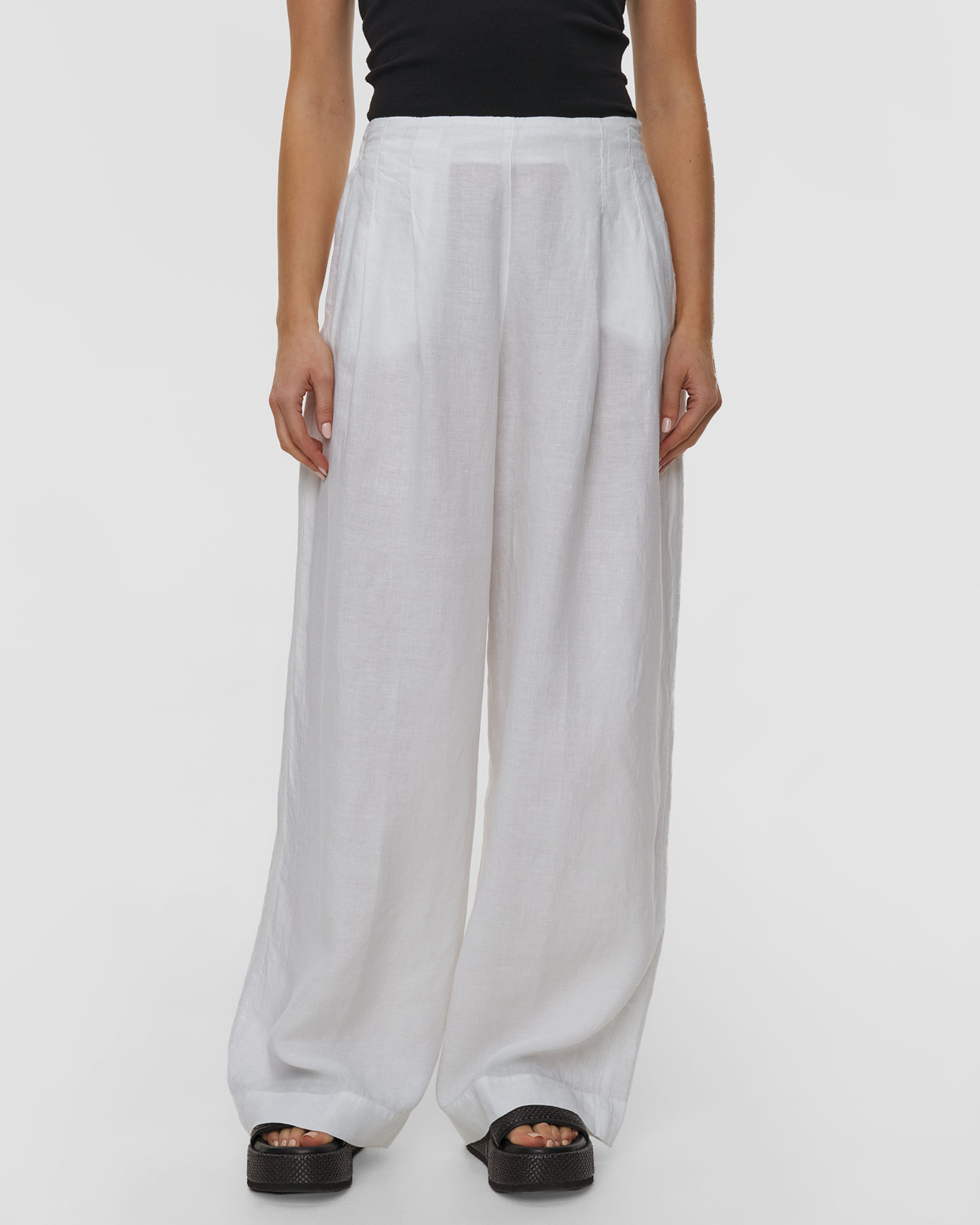 Women's linen trousers 120% Lino, Color/Pattern: Biały