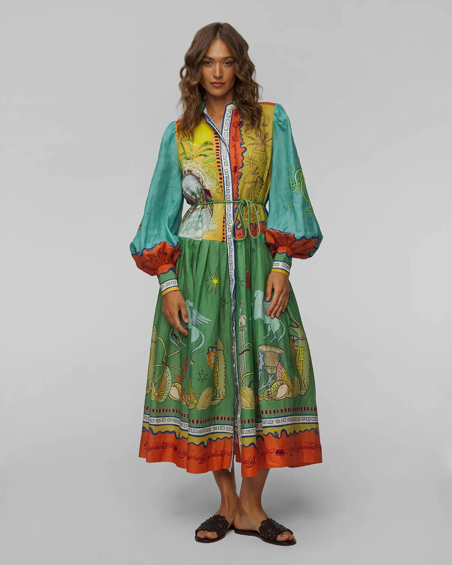 Robe pour femmes Alemais Surrealist Summer Ramie Shirtdress