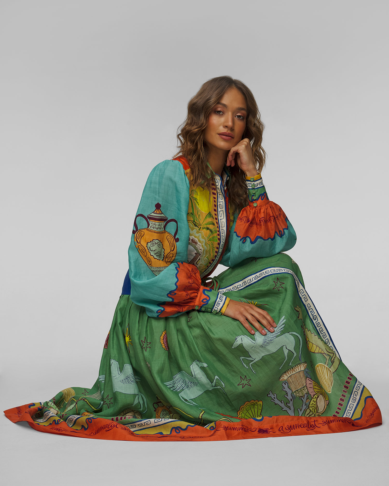 Robe pour femmes Alemais Surrealist Summer Ramie Shirtdress