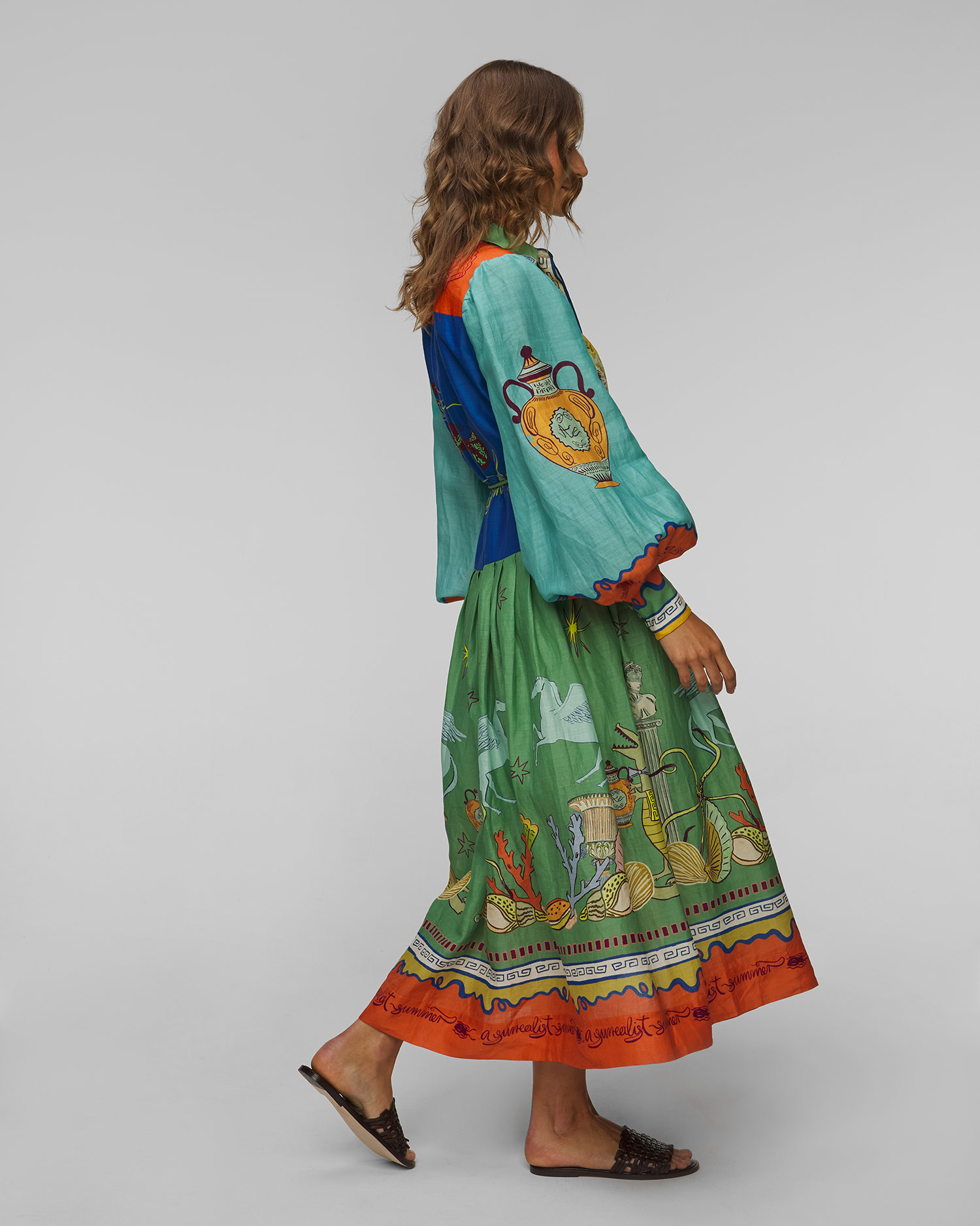 Robe pour femmes Alemais Surrealist Summer Ramie Shirtdress