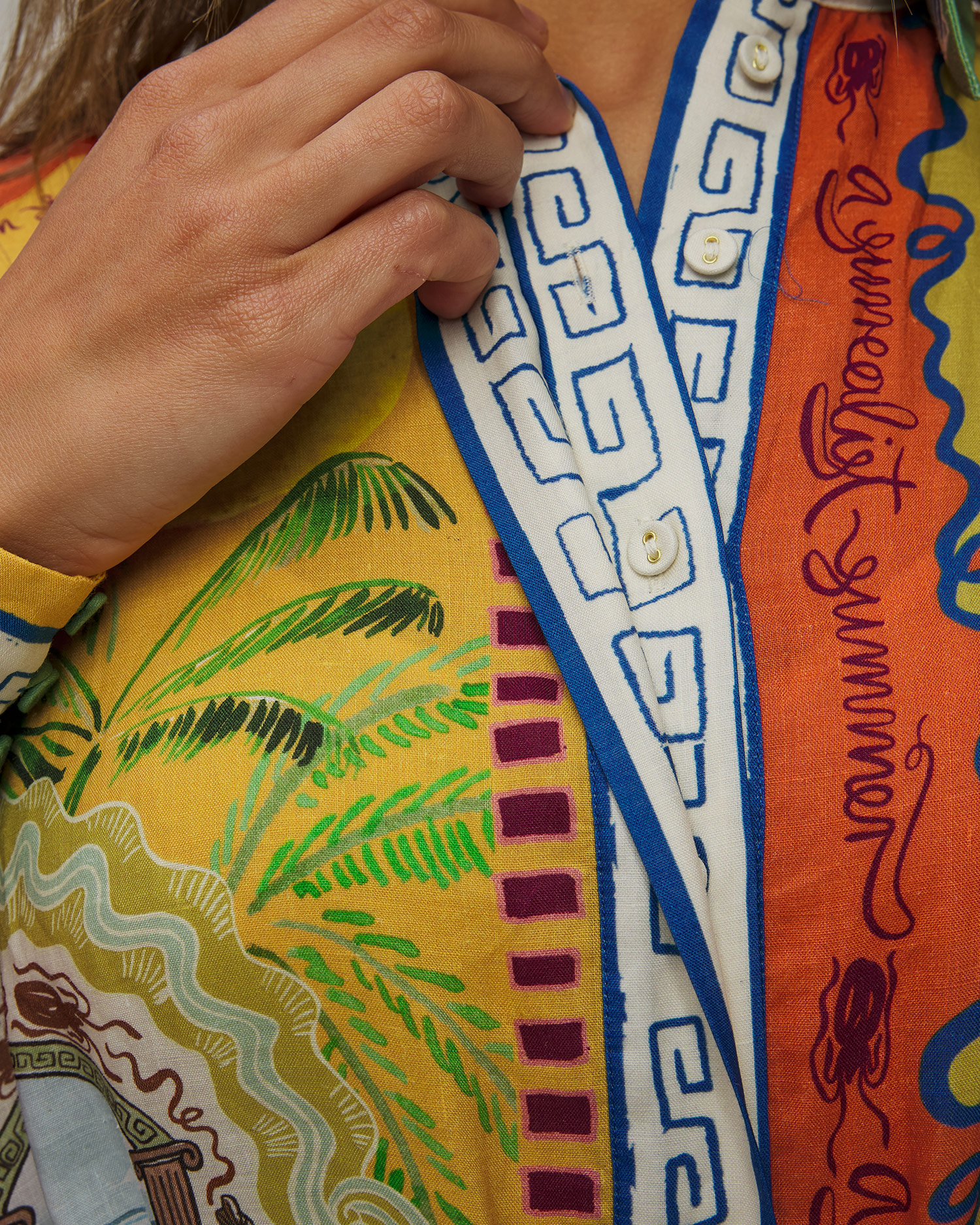 Robe pour femmes Alemais Surrealist Summer Ramie Shirtdress