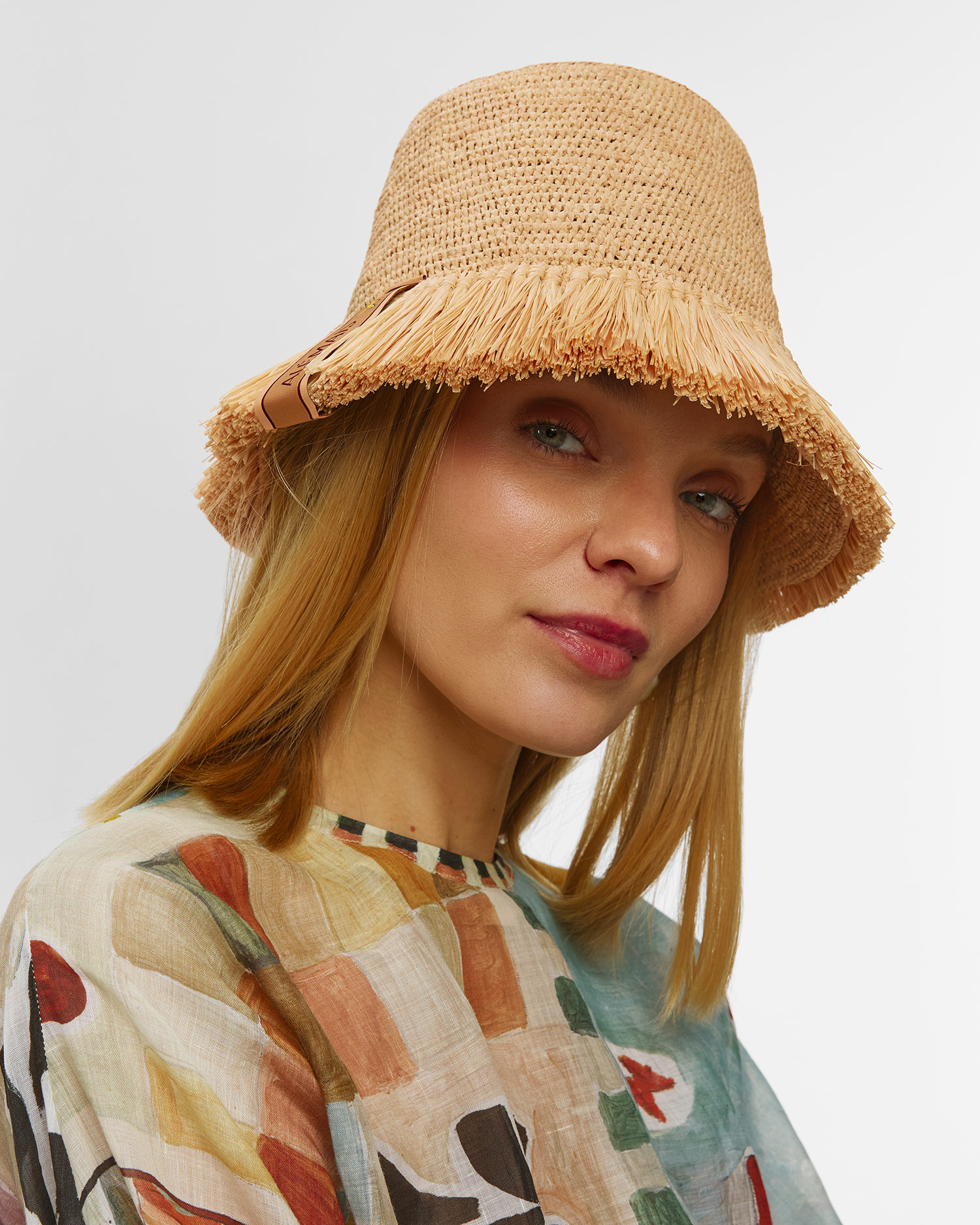 Women's hat Alemais Michelle Raffia Fringed Bucket Hat