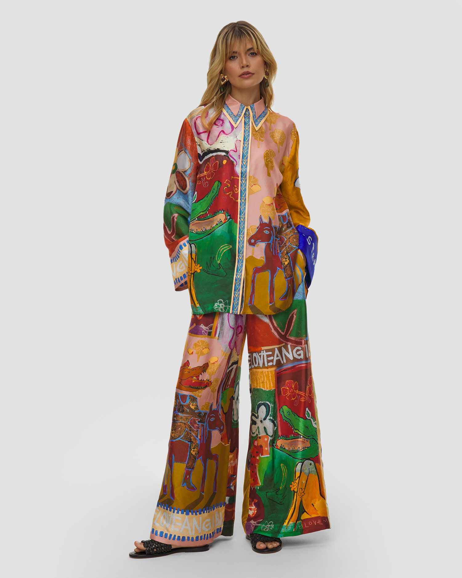 Pantaloni in seta donna Alemais x MLAK Silk Pant