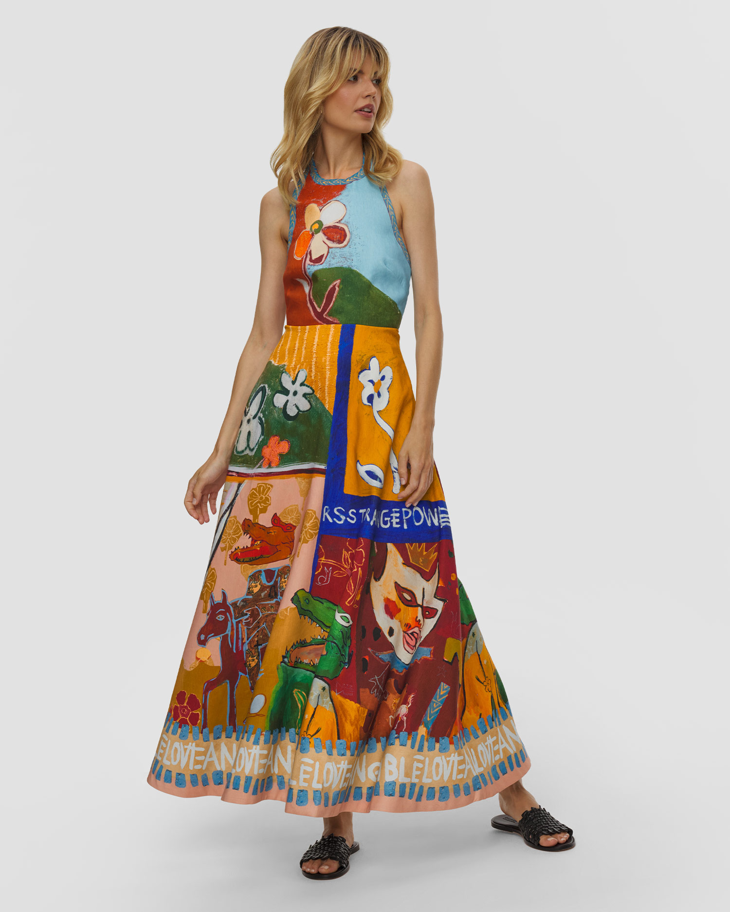 Abito di lino da donna Alemais Mlak Halter Midi Dress