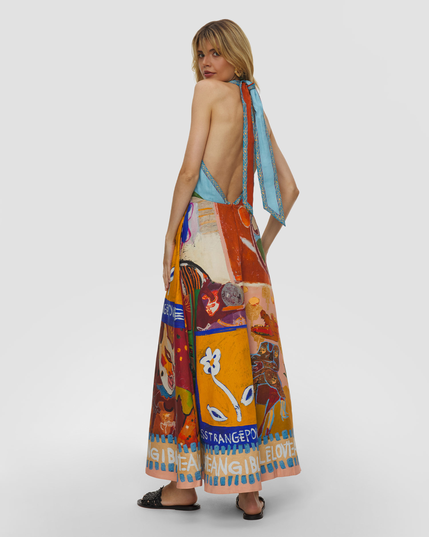 Abito di lino da donna Alemais Mlak Halter Midi Dress