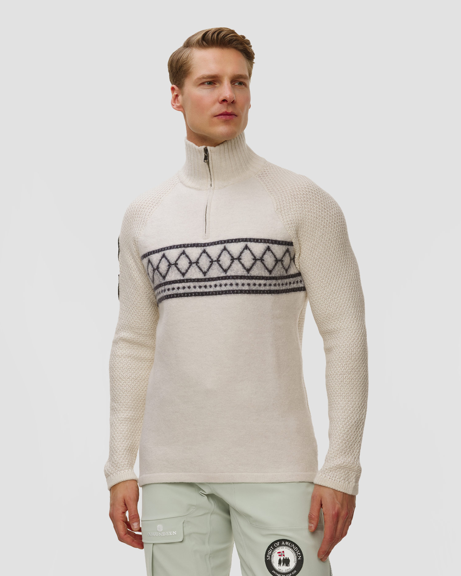 Dolcevita da sci da uomo Amundsen Sports Boiled Ski Sweater beige