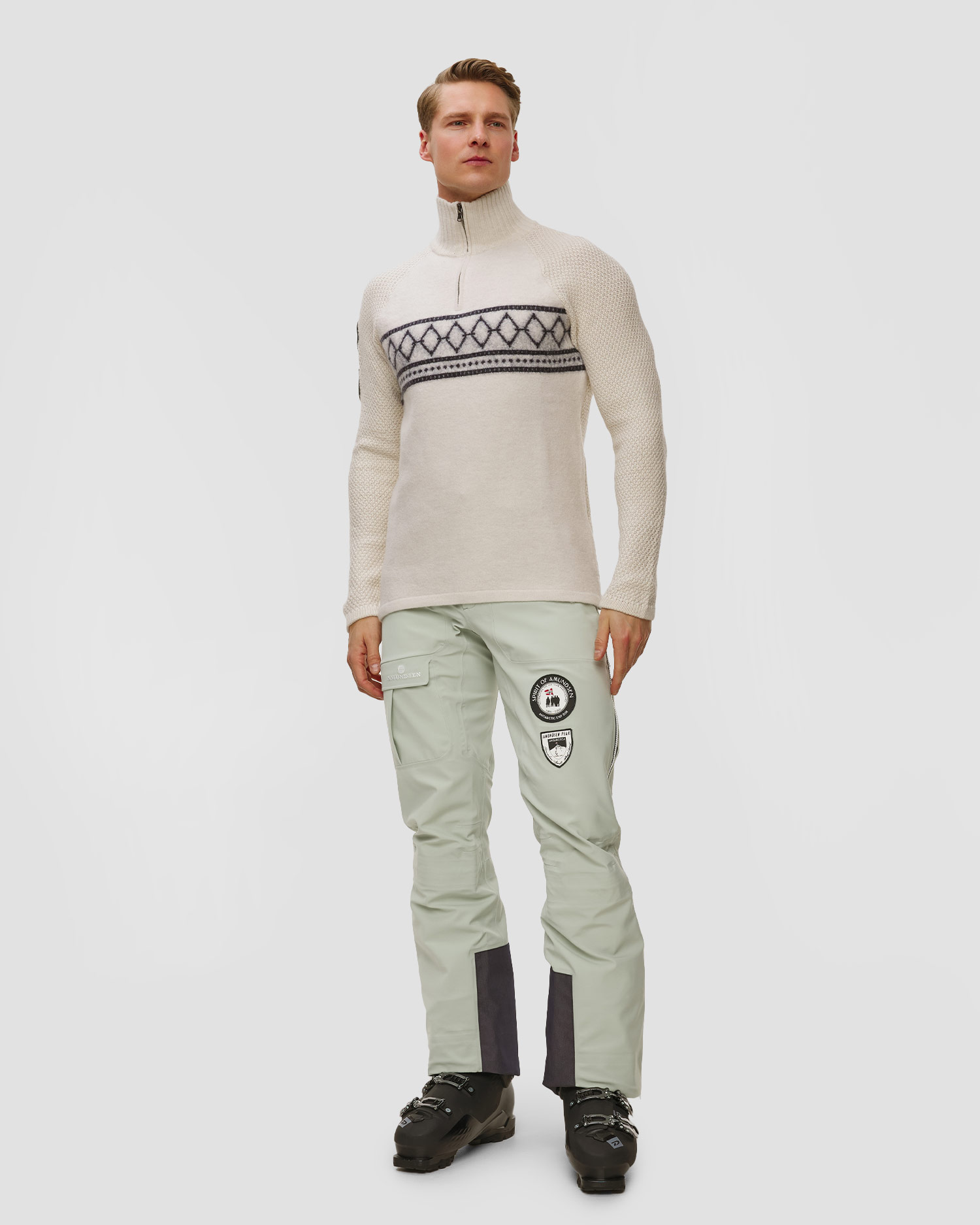 Dolcevita da sci da uomo Amundsen Sports Boiled Ski Sweater beige