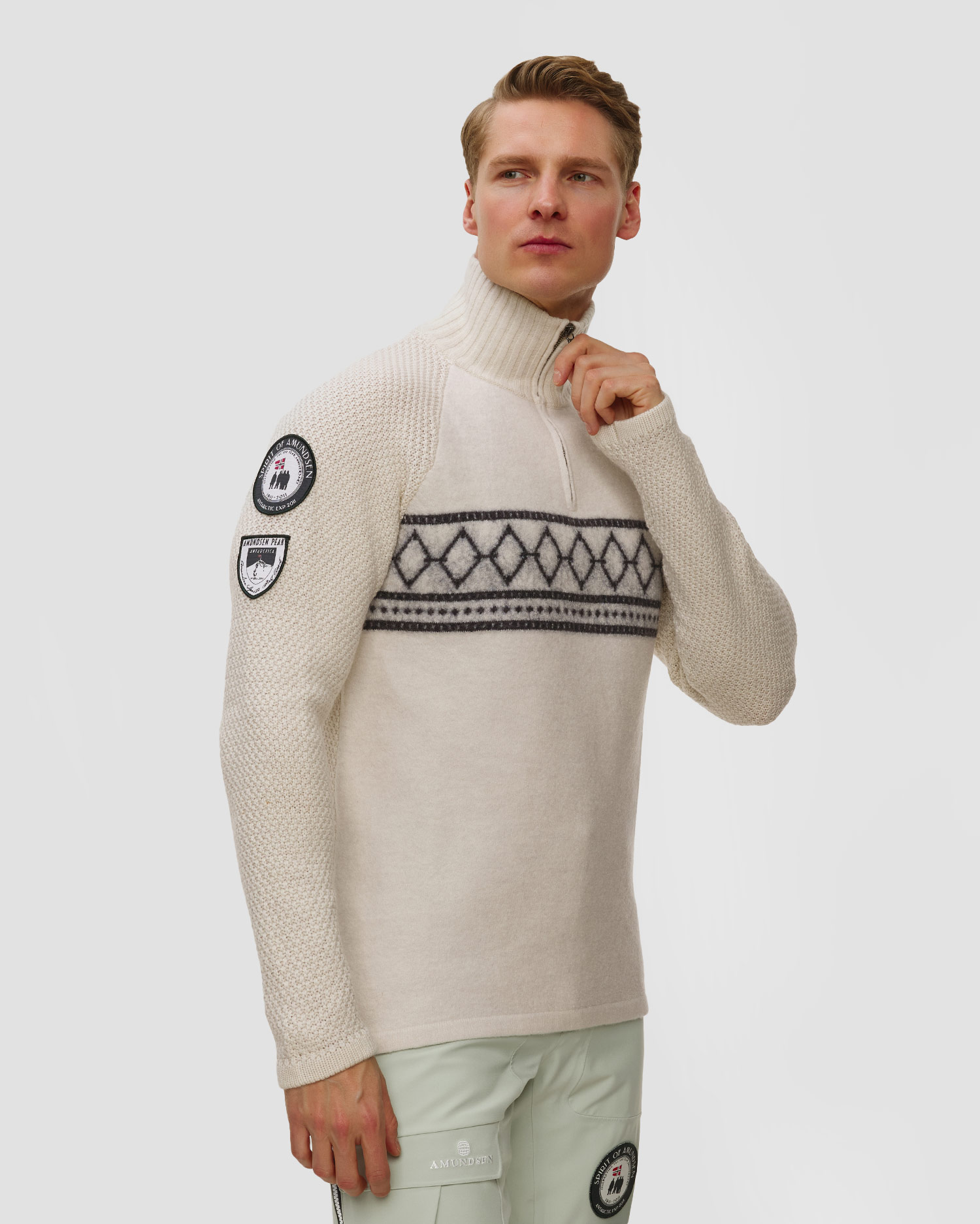Dolcevita da sci da uomo Amundsen Sports Boiled Ski Sweater beige