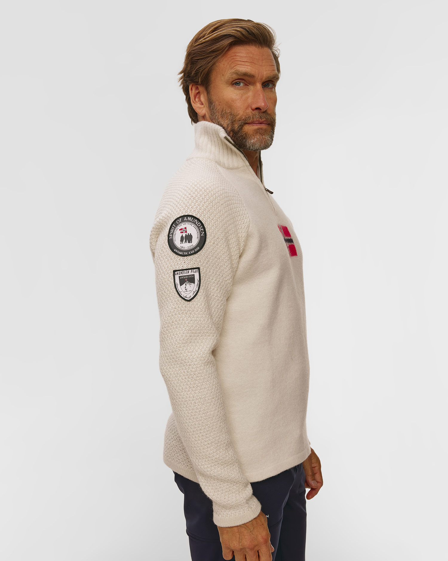 Men's Amundsen Boiled Ski Sweater W/ Flag beige