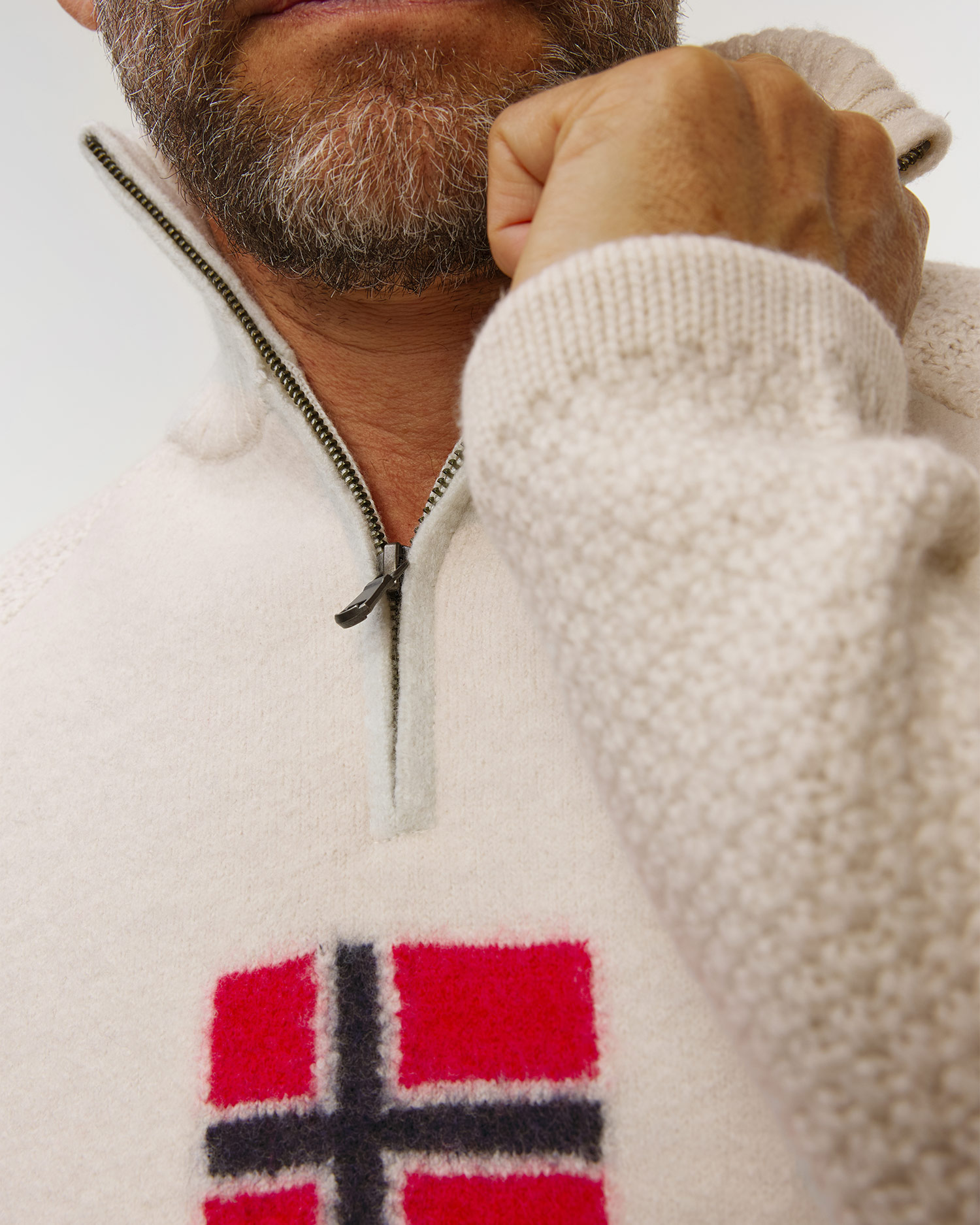 Men's Amundsen Boiled Ski Sweater W/ Flag beige