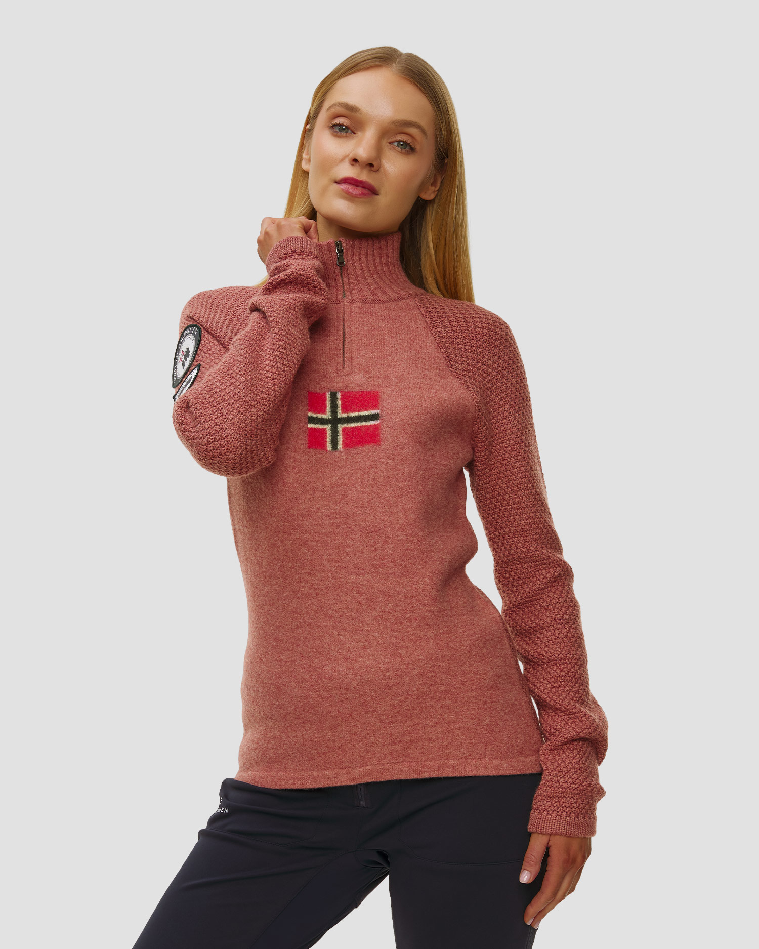 Amundsen Sports Boiled Ski Sweater W/ Flag Ski-Rollkragenpullover für Damen in Pink