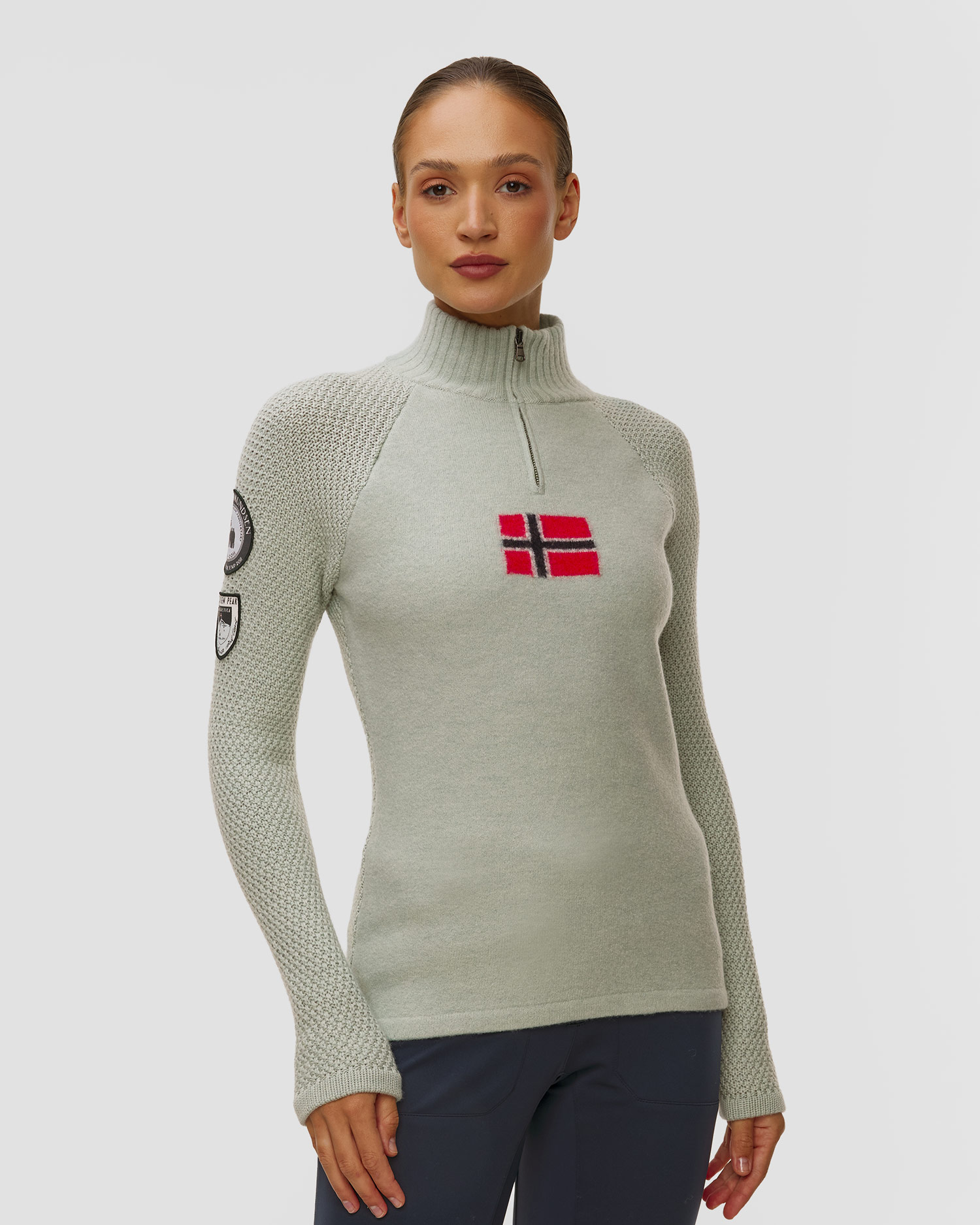 Amundsen Boiled Ski Sweater W/ Flag Skirollkragenpullover für Damen in Grün, Farbe/Muster: Zielony