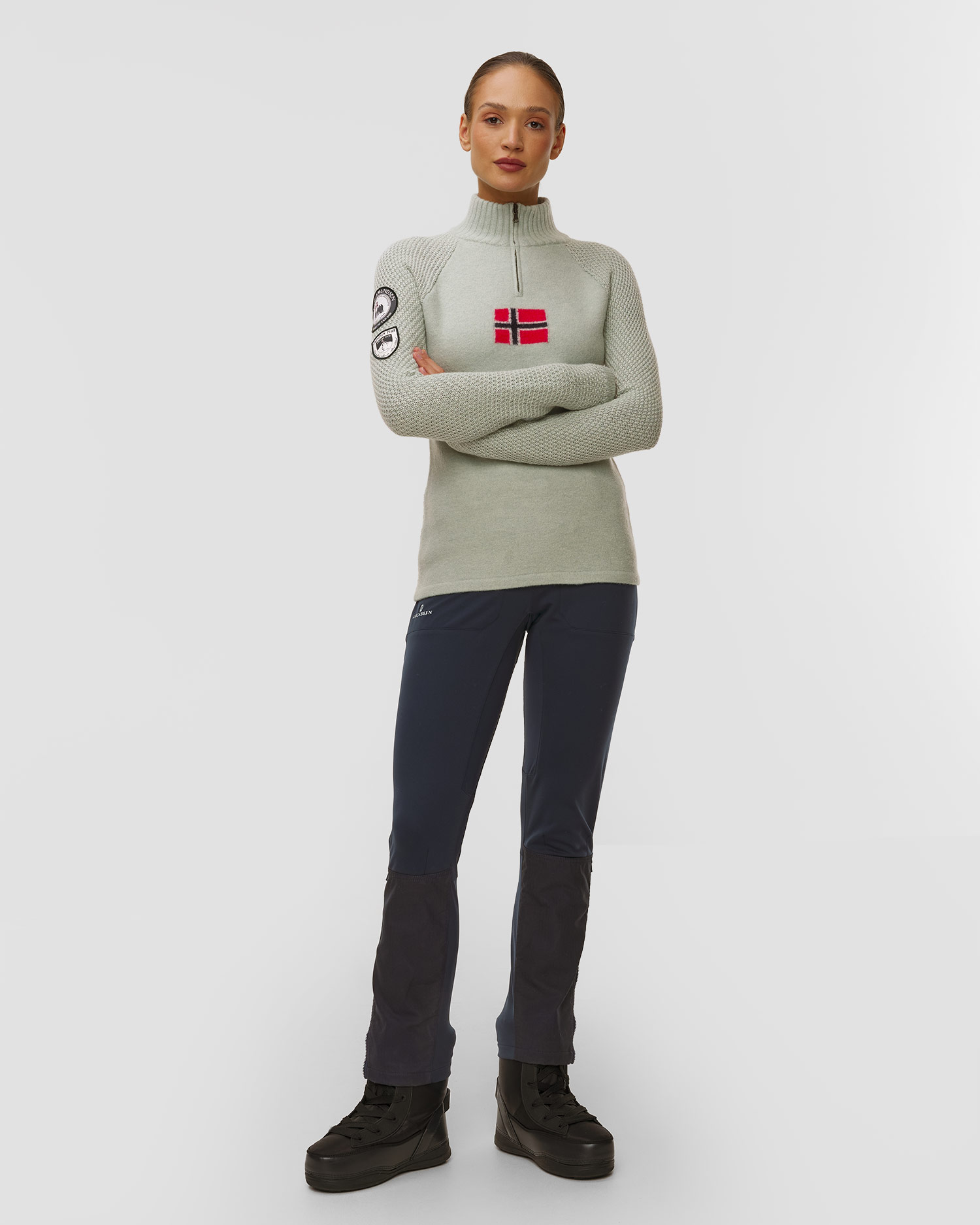 Amundsen Boiled Ski Sweater W/ Flag Skirollkragenpullover für Damen in Grün