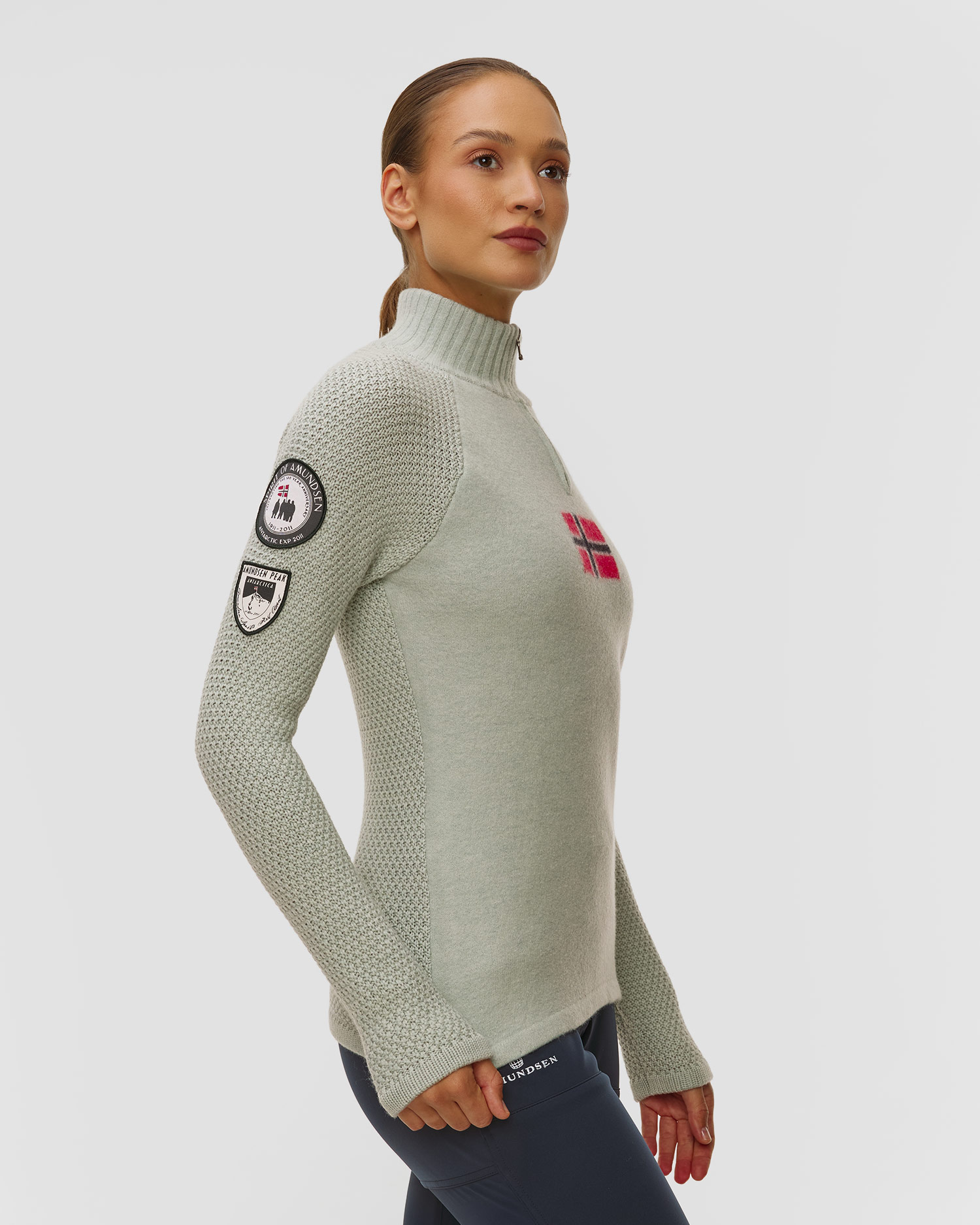 Amundsen Boiled Ski Sweater W/ Flag Skirollkragenpullover für Damen in Grün