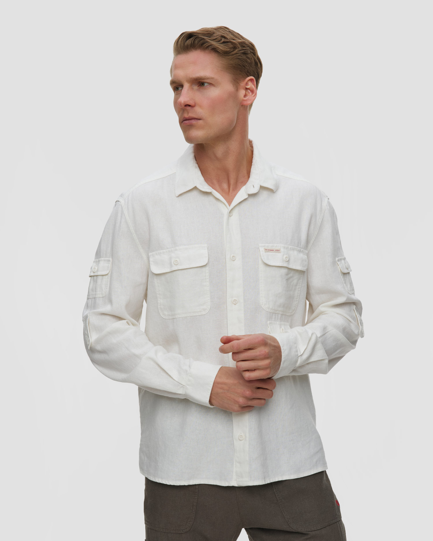 Cămașă pentru bărbați Amundsen Sports Traveller's Linen Shirt, Culoare/Model: Biały