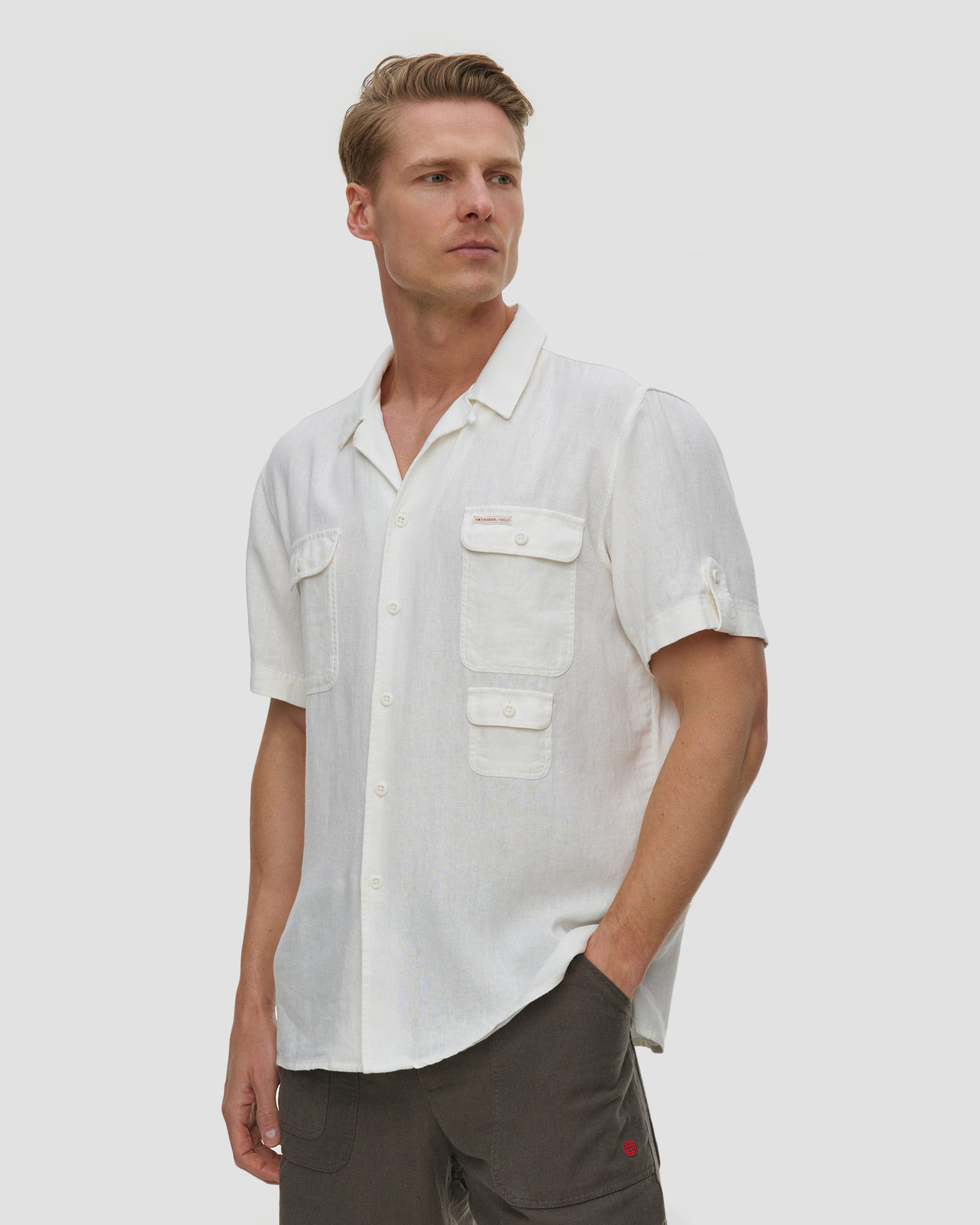 Cămașă cu mânecă scurtă pentru bărbați Amundsen Sports Traveller's Linen SS, Culoare/Model: Biały