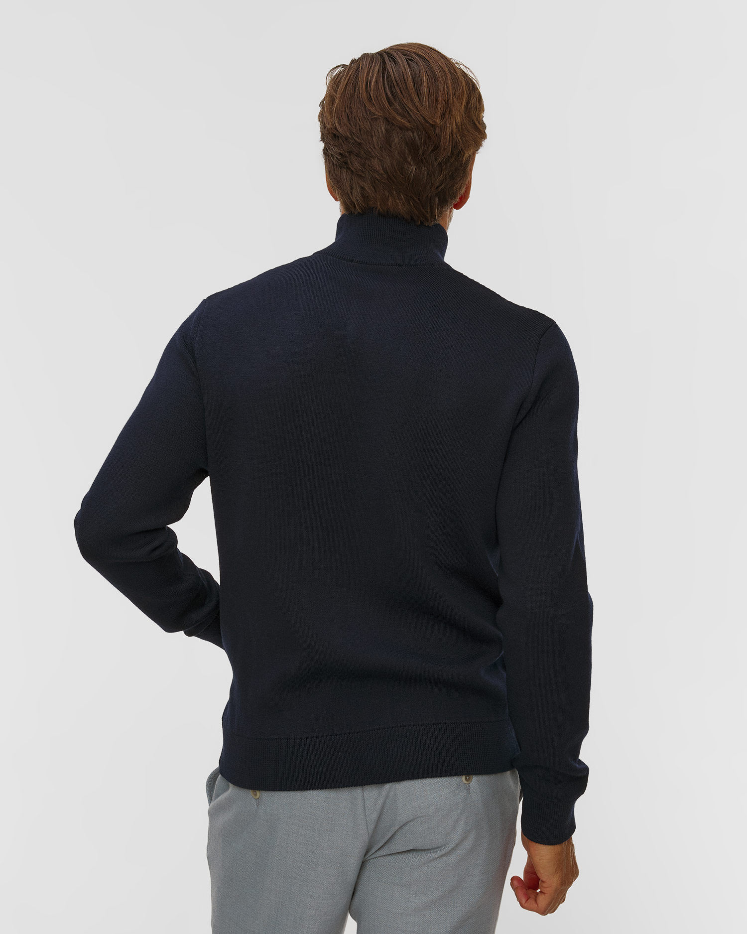 Pashmere Herren-Wollpullover mit Reißverschluss