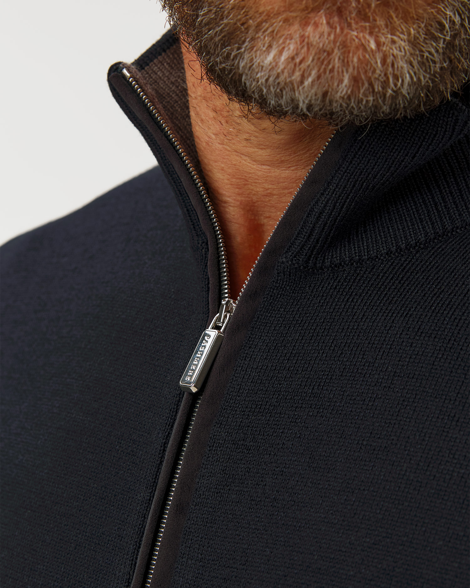 Pashmere Herren-Wollpullover mit Reißverschluss