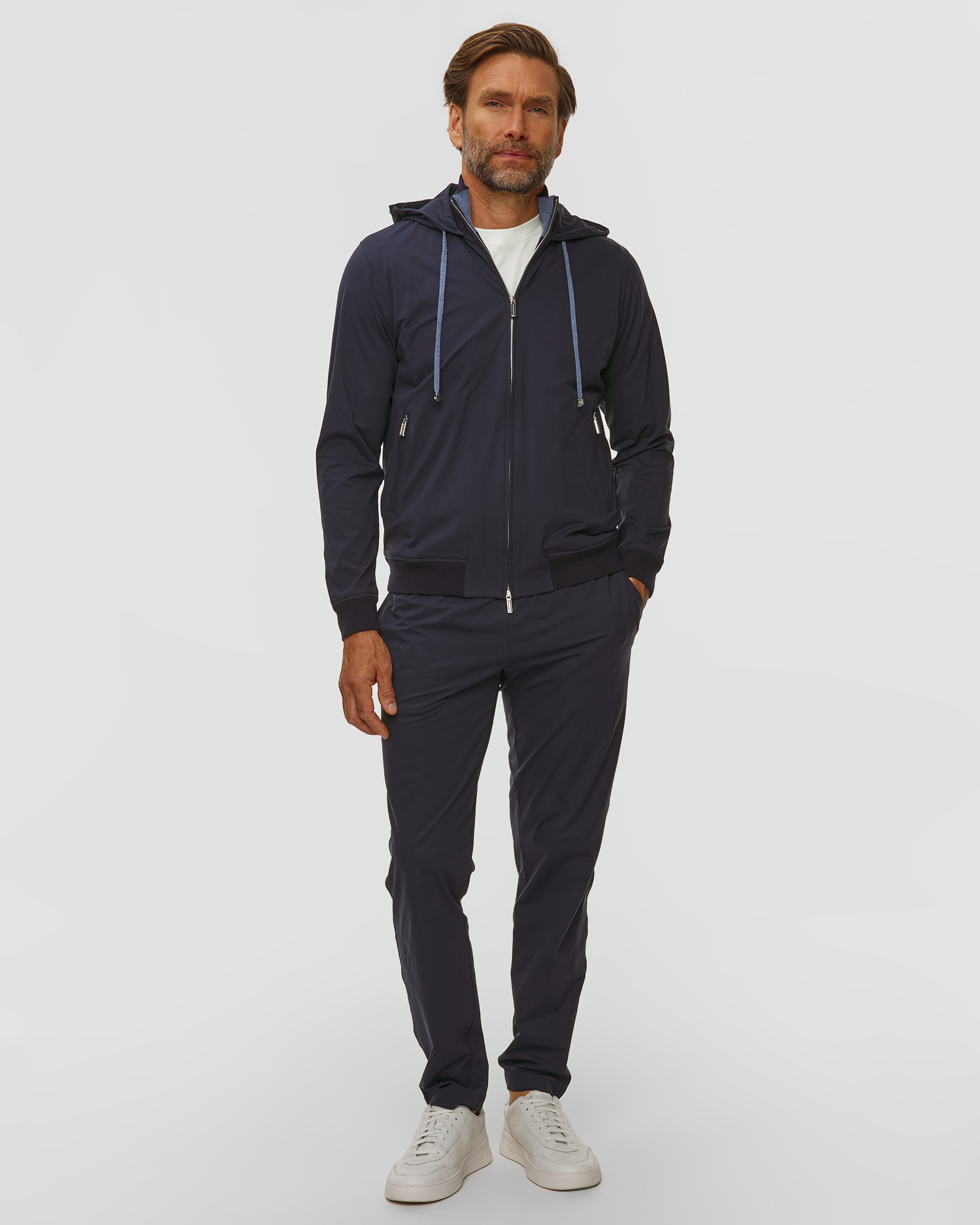 Pashmere Kapuzenpullover für Herren in Marineblau