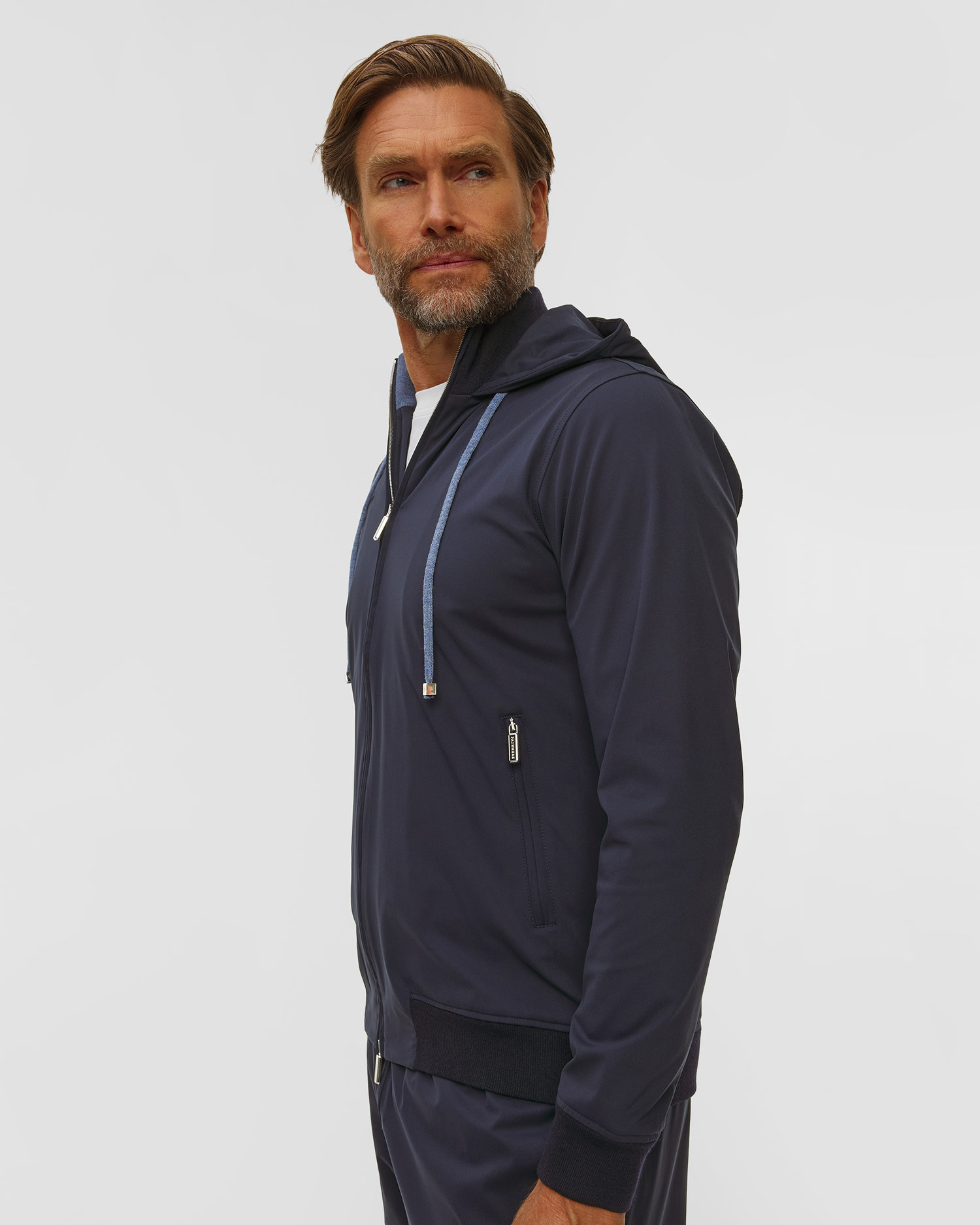 Pashmere Kapuzenpullover für Herren in Marineblau