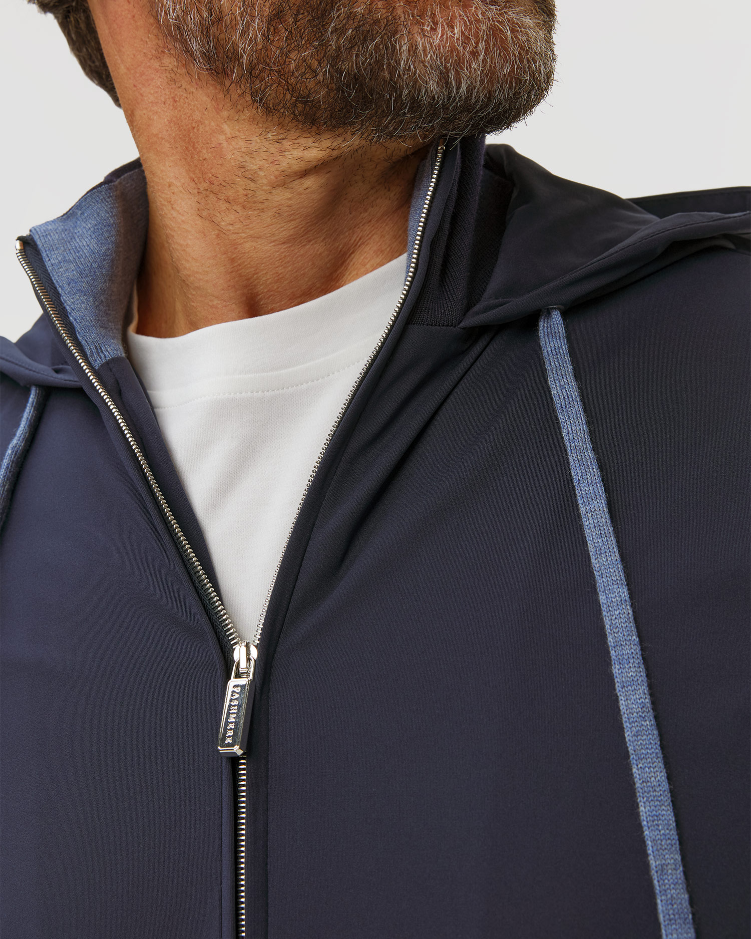 Pashmere Kapuzenpullover für Herren in Marineblau
