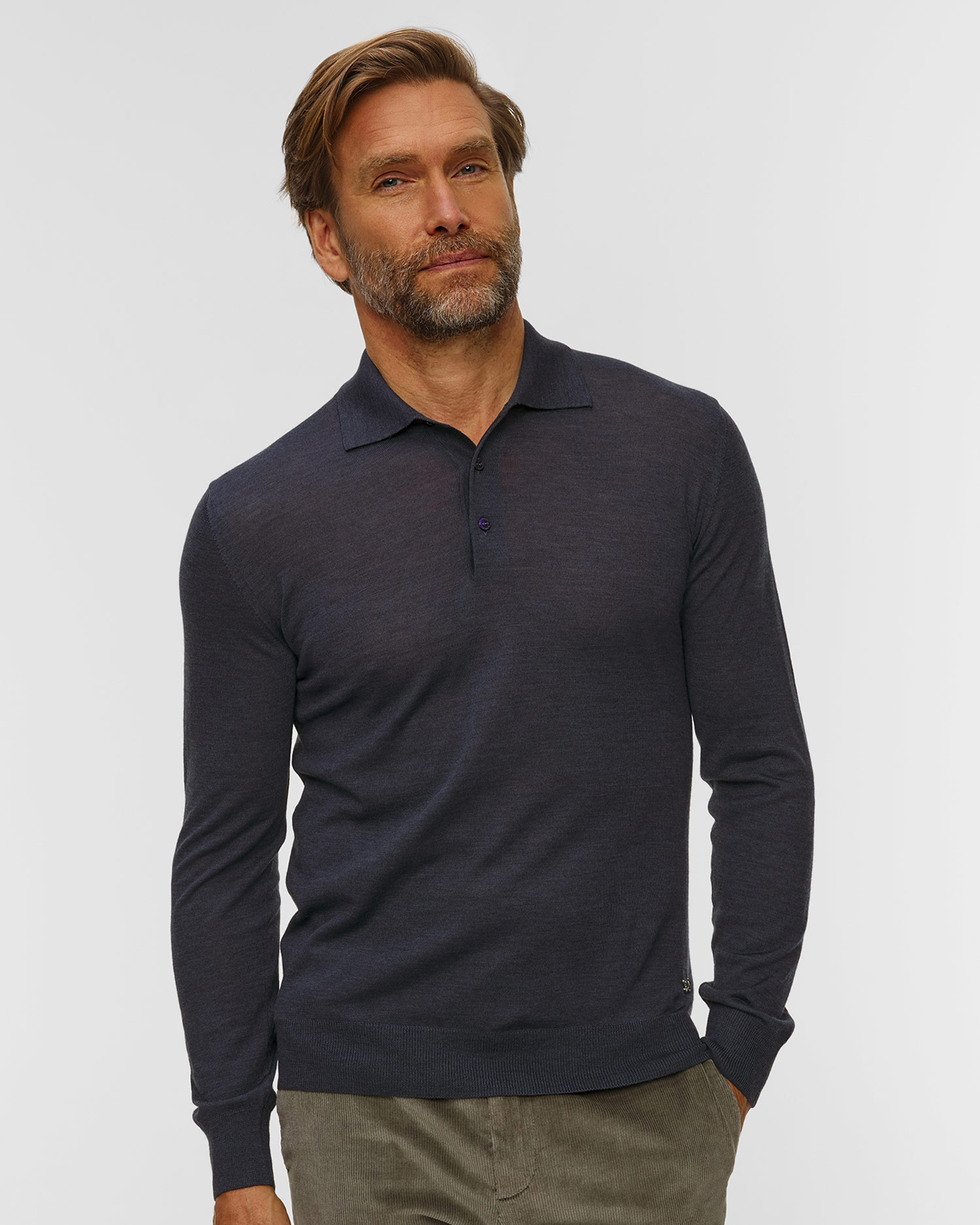 Pashmere Herren-Polopullover aus Wolle