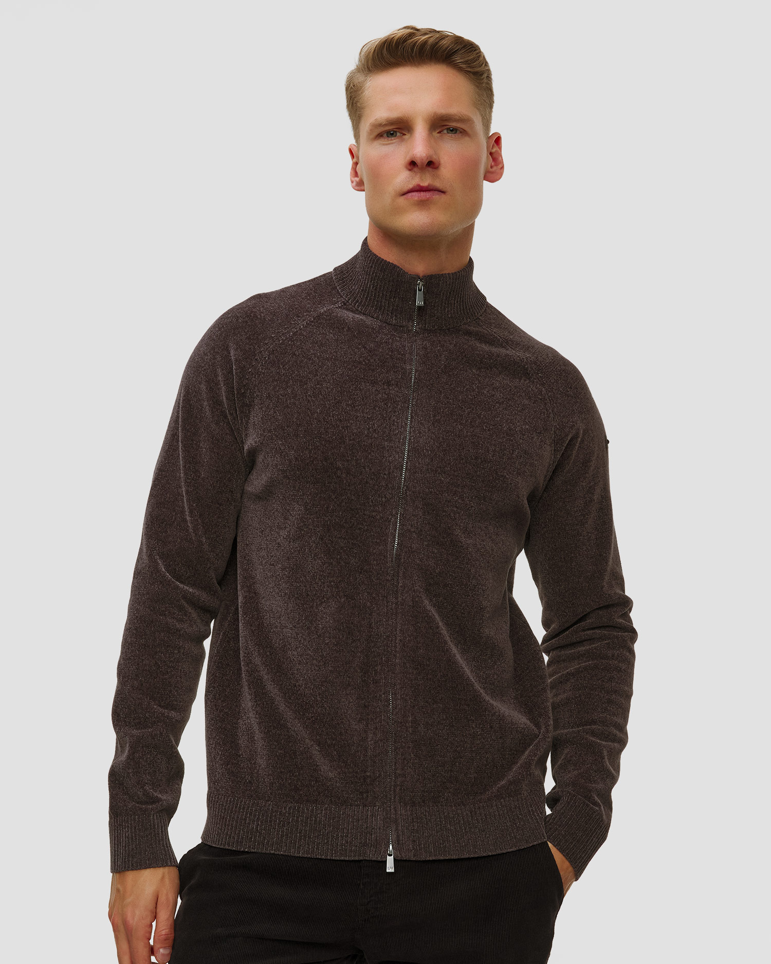 Maglione grigio con cerniera da uomo Unity Original Chimbo Cheni, Colore/Disegno: Szary
