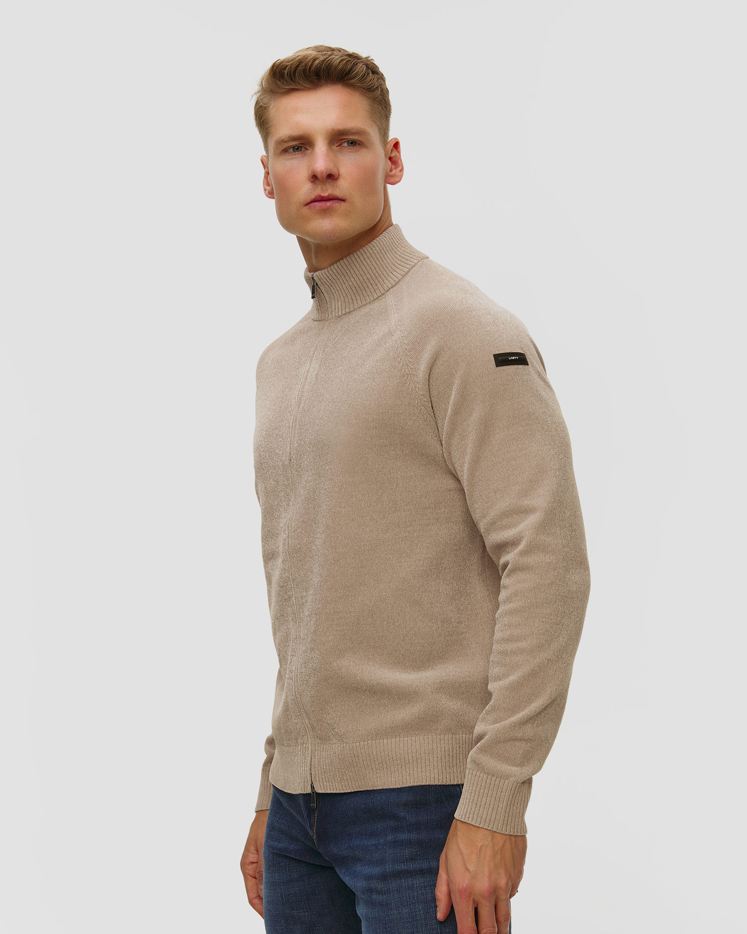 Pánsky béžový sveter na zips Unity Original Chimbo Cheni