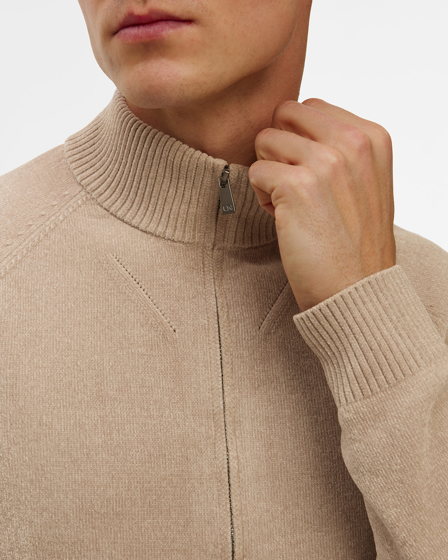 Pánsky béžový sveter na zips Unity Original Chimbo Cheni