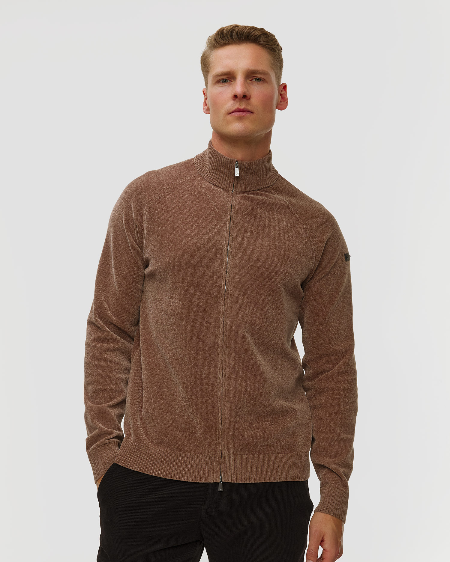 Maglione marrone con cerniera da uomo Unity Original Chimbo Cheni, Colore/Disegno: Brązowy