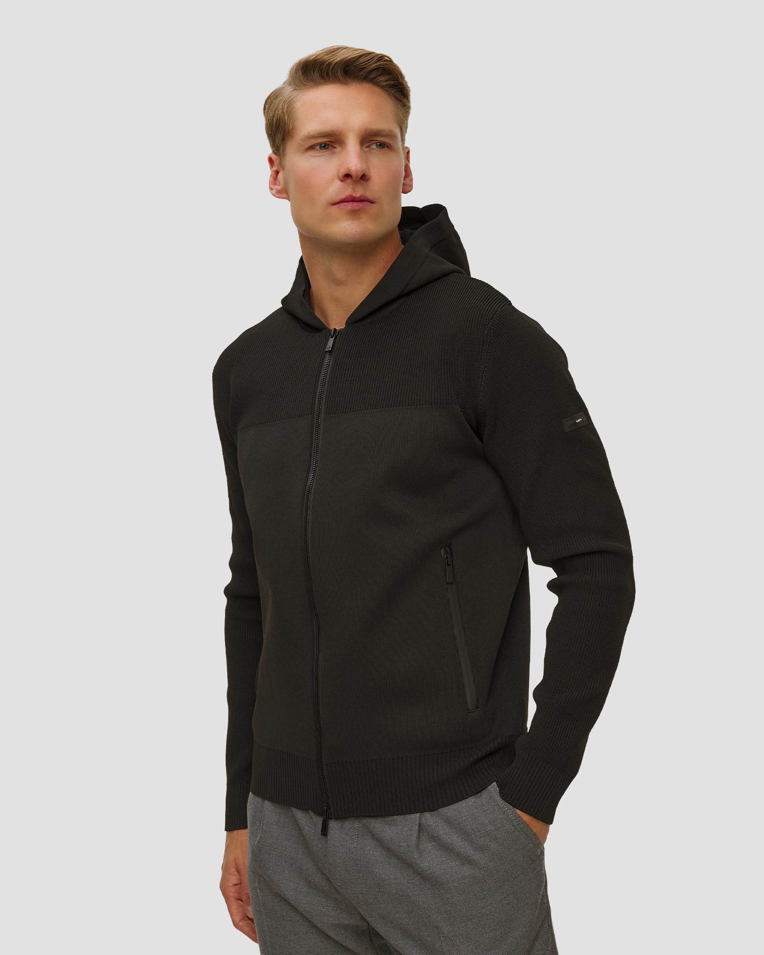 Pánsky čierny sveter na zips s kapucňou Unity Original Chris