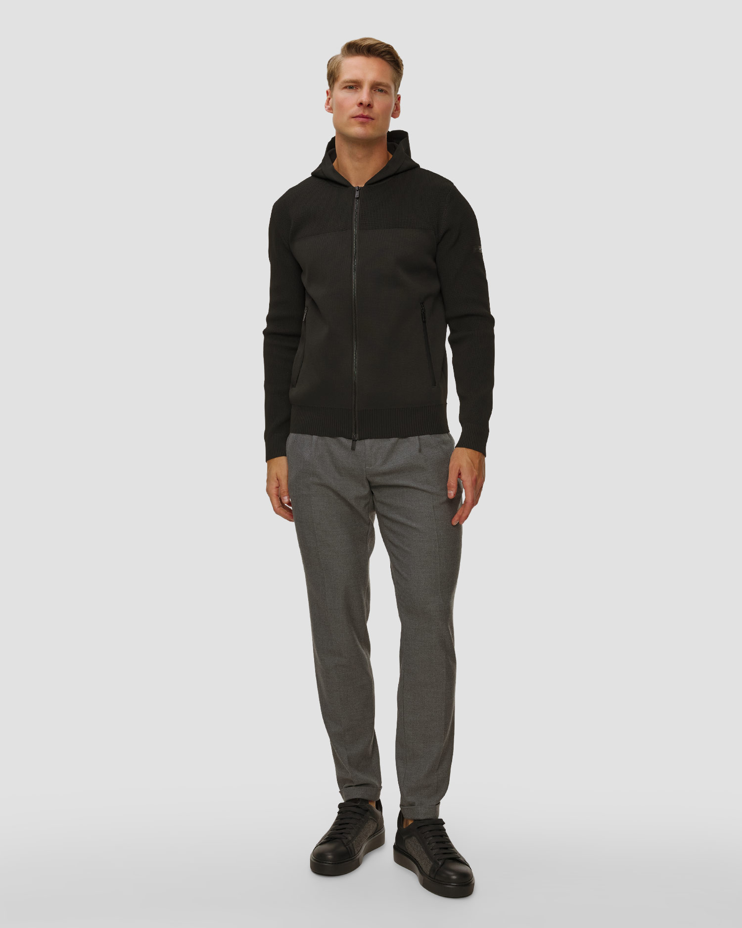 Pánsky čierny sveter na zips s kapucňou Unity Original Chris