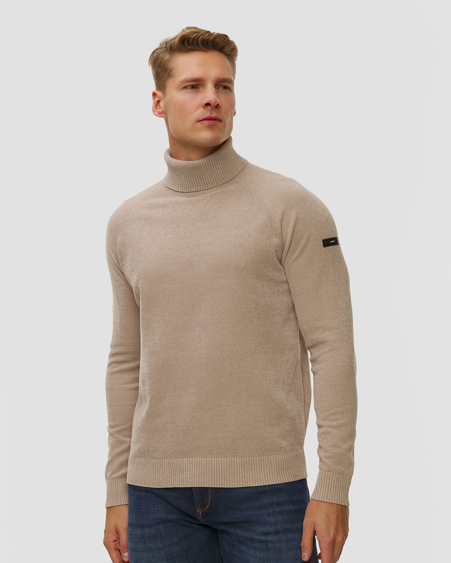 Men's beige turtleneck jumper Unity Original Popov Cheni