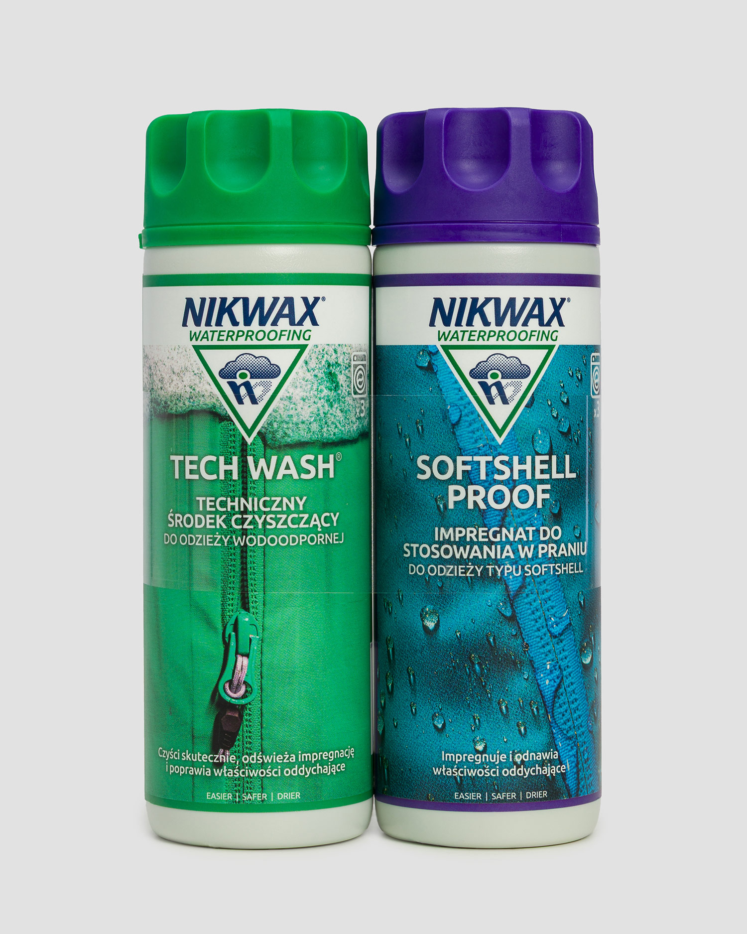 Súprava na starostlivosť o odev Nikwax Twin Pack: Tech Wash / Soft Shell Proof 300ml