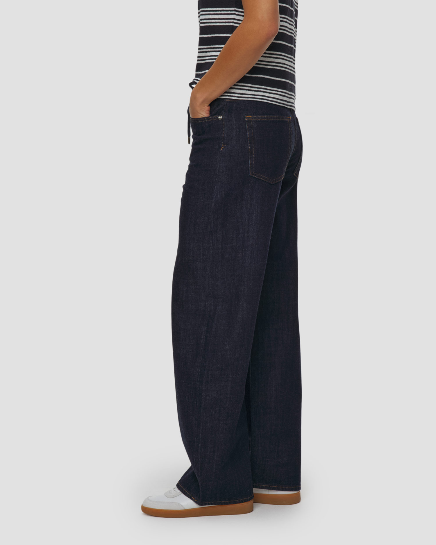Spodnie jeansowe damskie Frame The Off Duty Drawstring Bow
