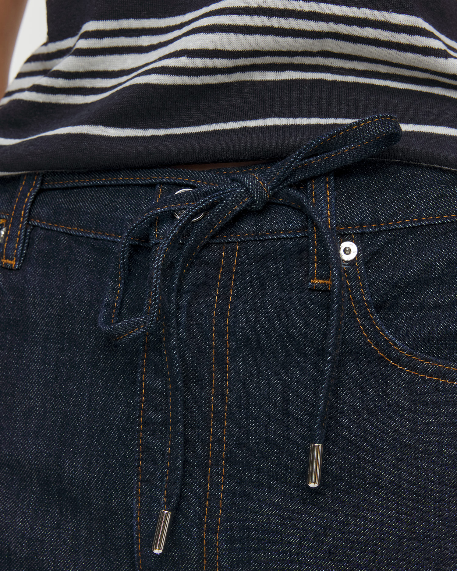 Spodnie jeansowe damskie Frame The Off Duty Drawstring Bow