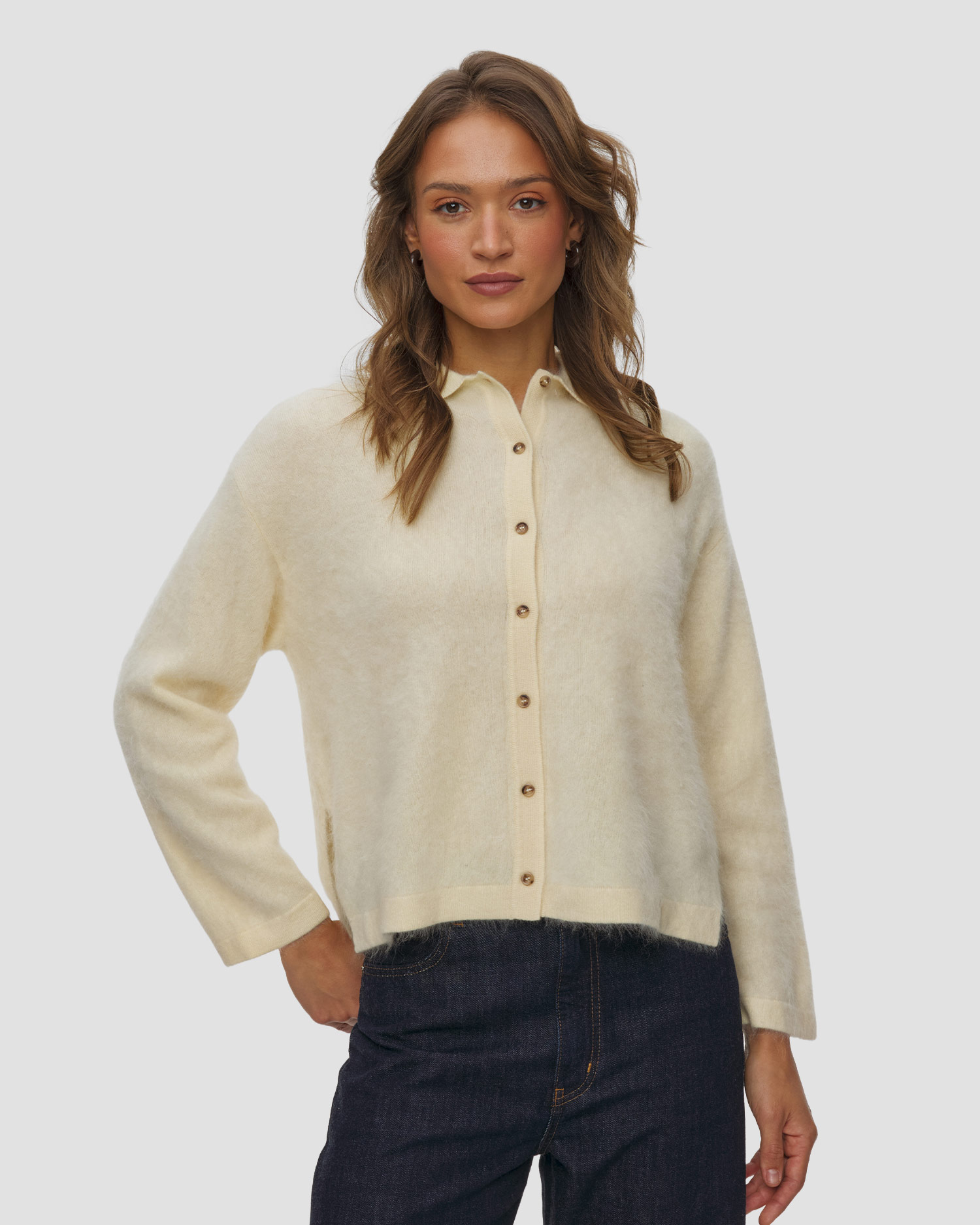 Soft Goat Brushed Shirt Damenstrickhemd