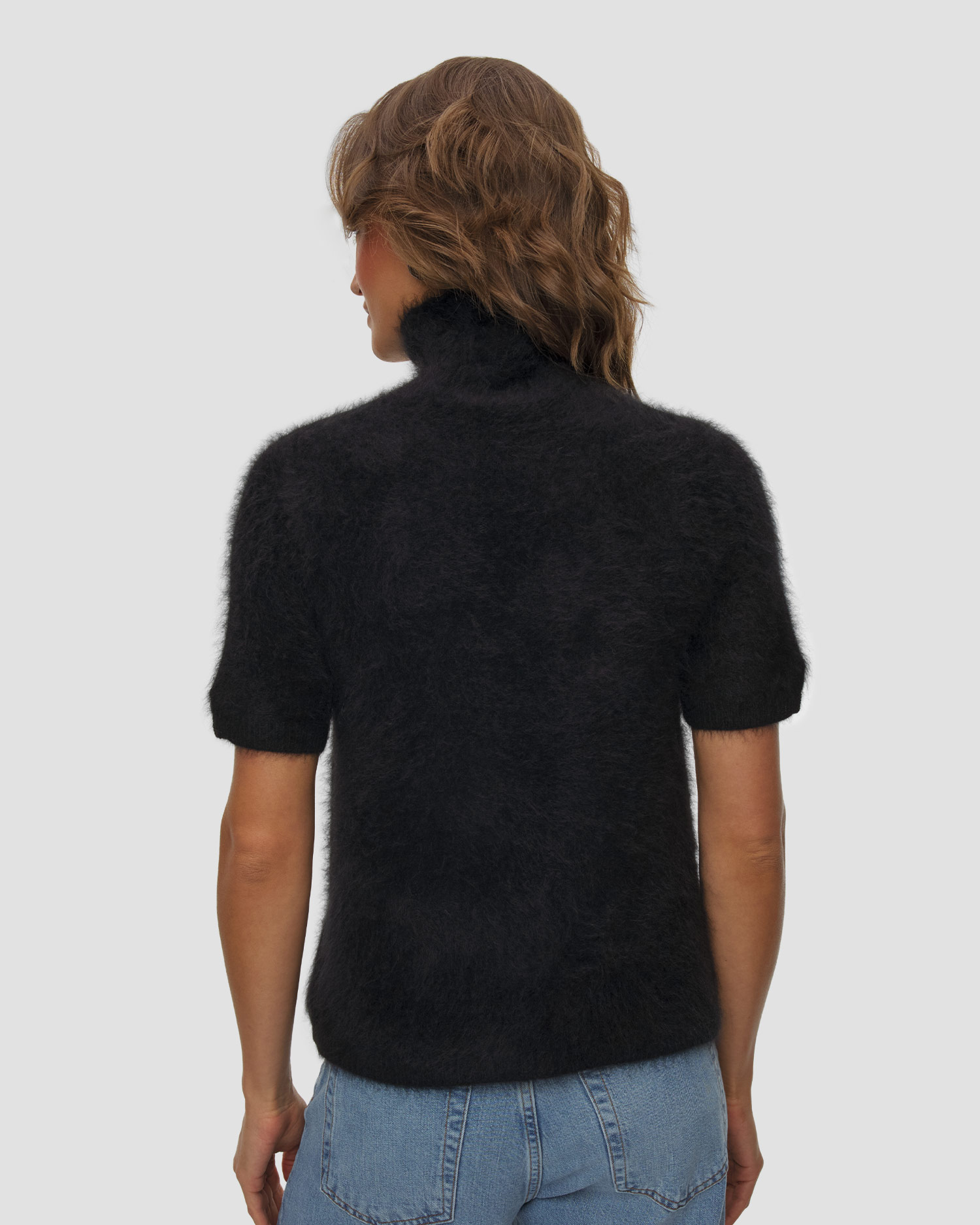 Soft Goat Brushed Short Sleeve Turtleneck Damen-Rollkragenpullover