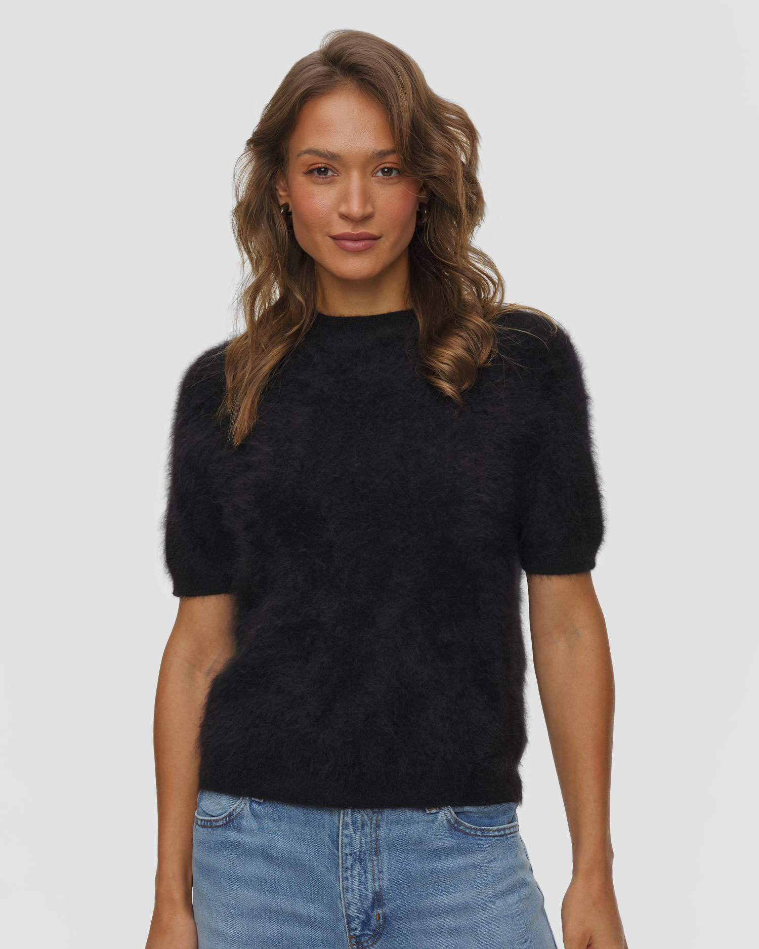 Soft Goat Brushed Short Sleeve Damen-Kaschmirpullover